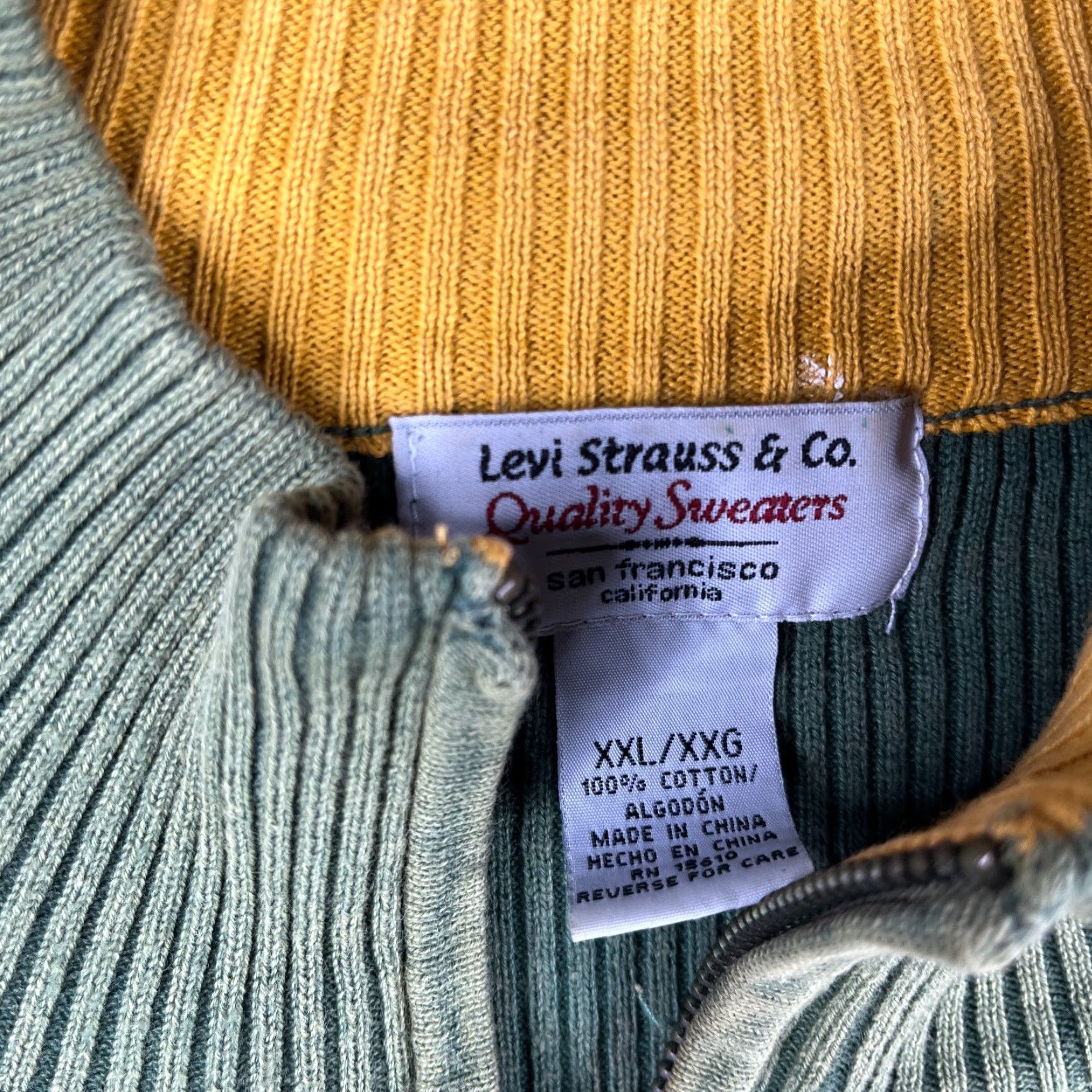 Levi's Levi's Sweater Mens 2XL Green 1/4 Zip Ribbed Stretch Pullover Crew Neck Size US XXL / EU 58 / 5 - 4 Thumbnail