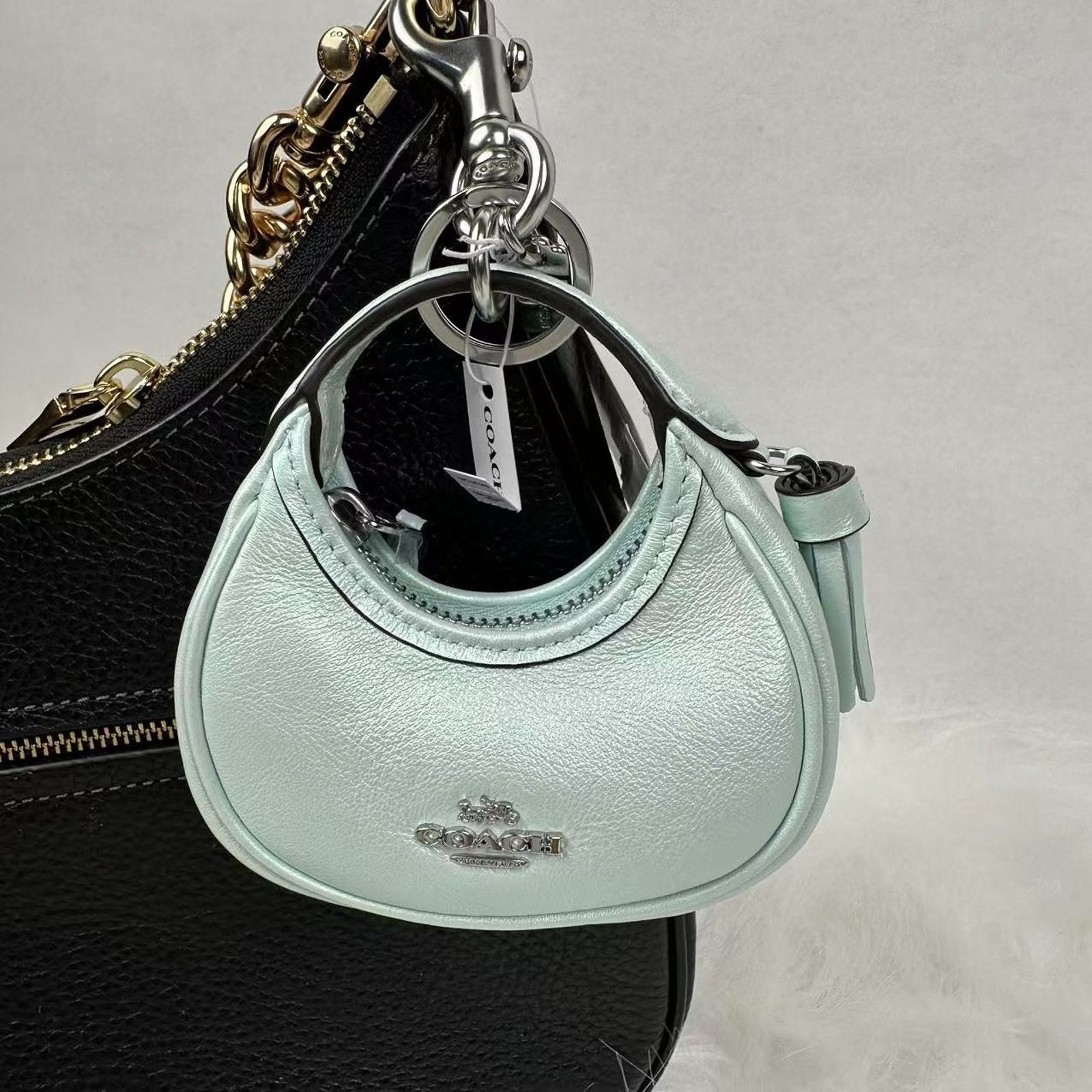 Coach Coach Mini Carmen Bag Charm Pearlized leather/Silver/Green Size ONE SIZE - 7 Thumbnail
