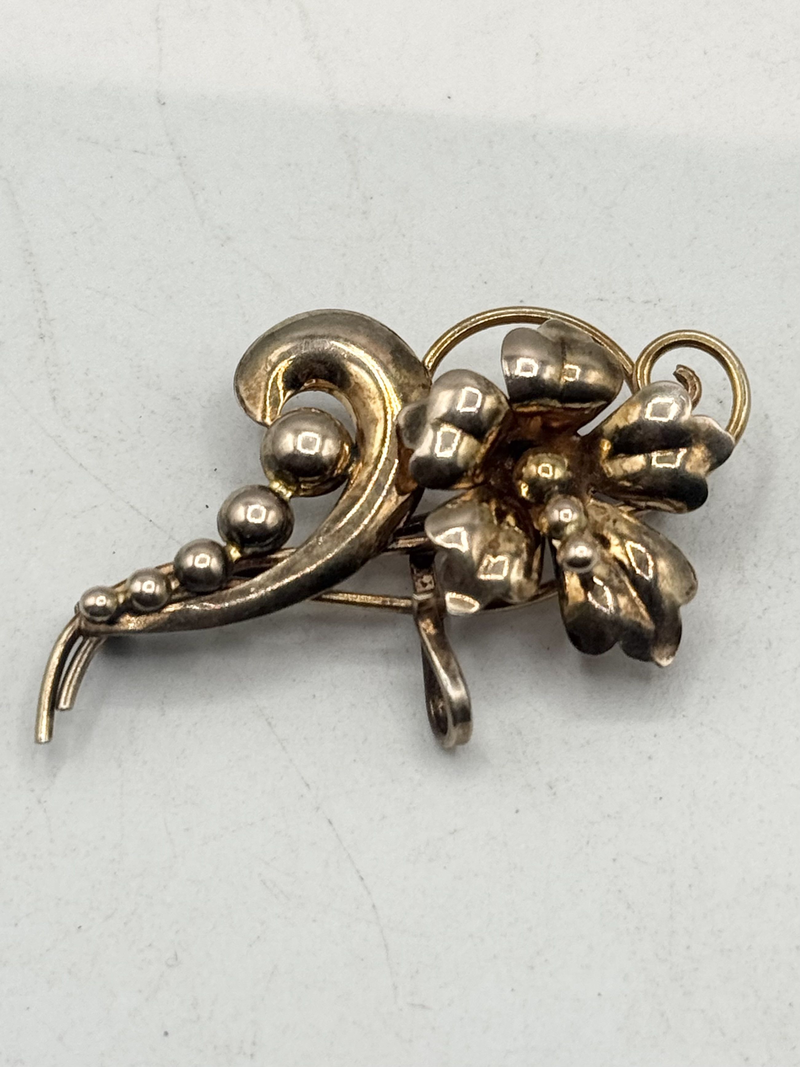 Vintage Vintage Gold Filled on Silver Floral Flower pin brooch Size ONE SIZE - 2 Thumbnail