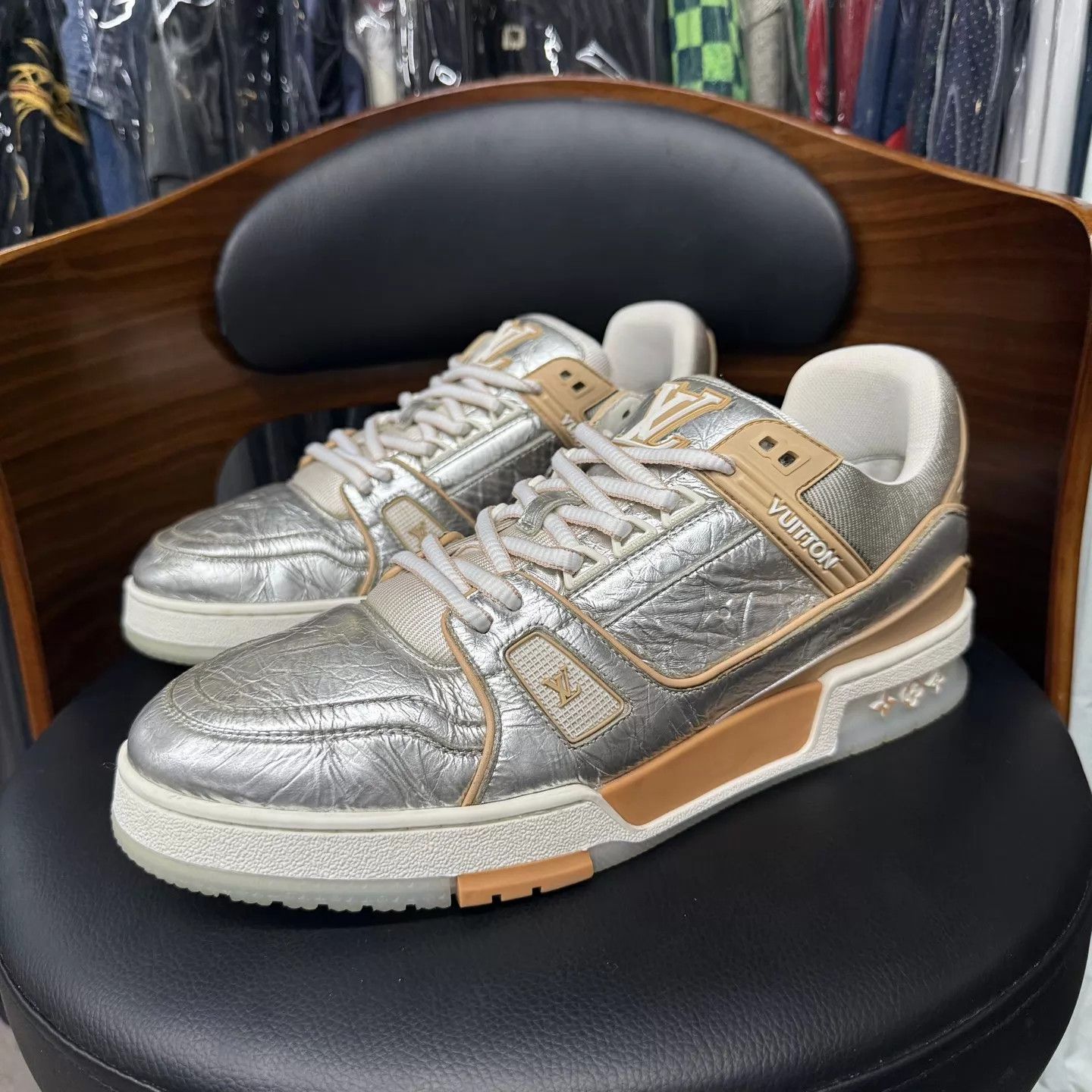 Louis Vuitton LV Trainer White/Silver/Brown US9/43 Unworn Size US 10 / EU 43 - 1 Thumbnail