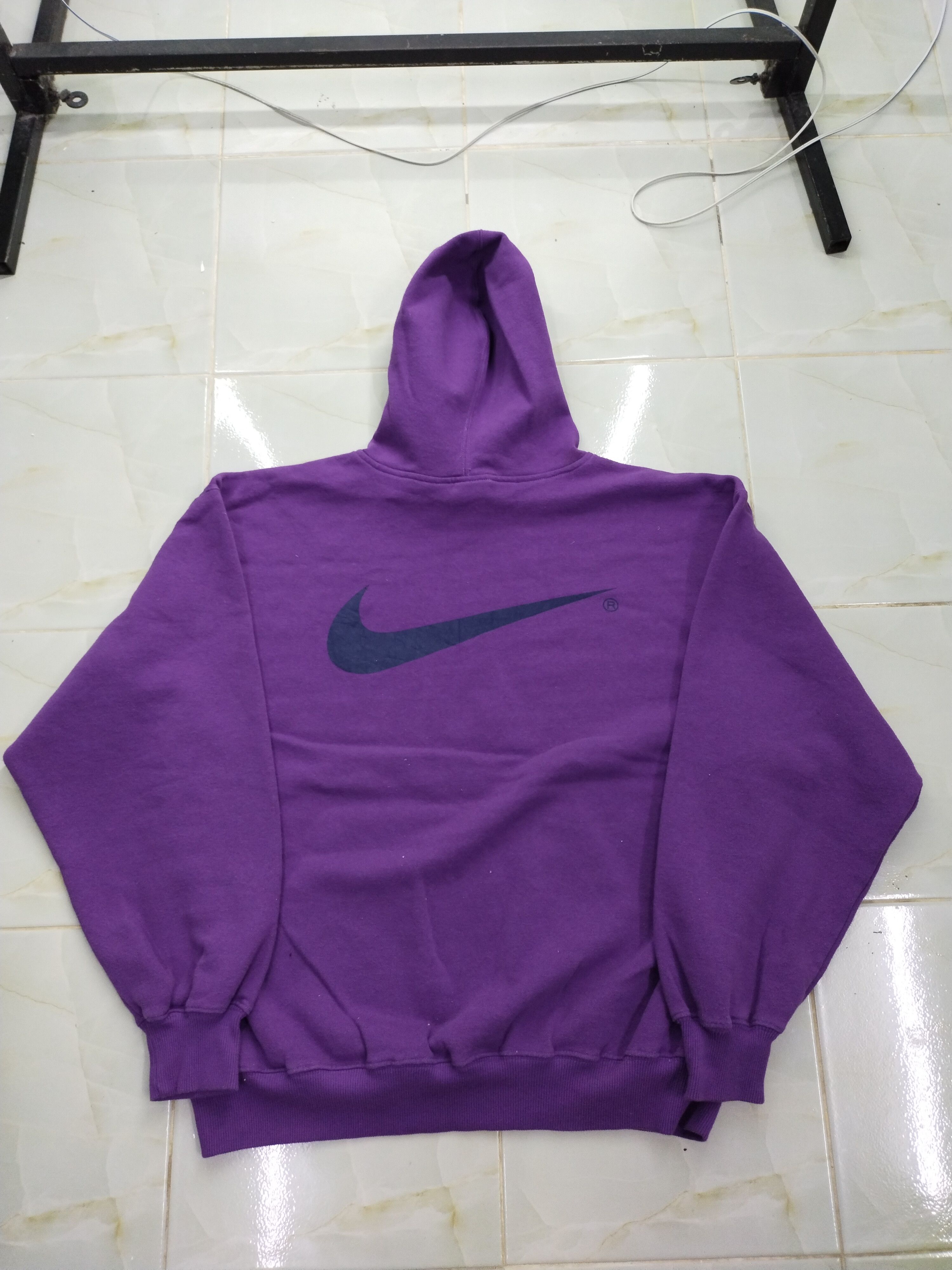 Nike × Vintage Vintage 90's Nike Big Swoosh Logo Hoodie Size US M / EU 48-50 / 2 - 1 Thumbnail