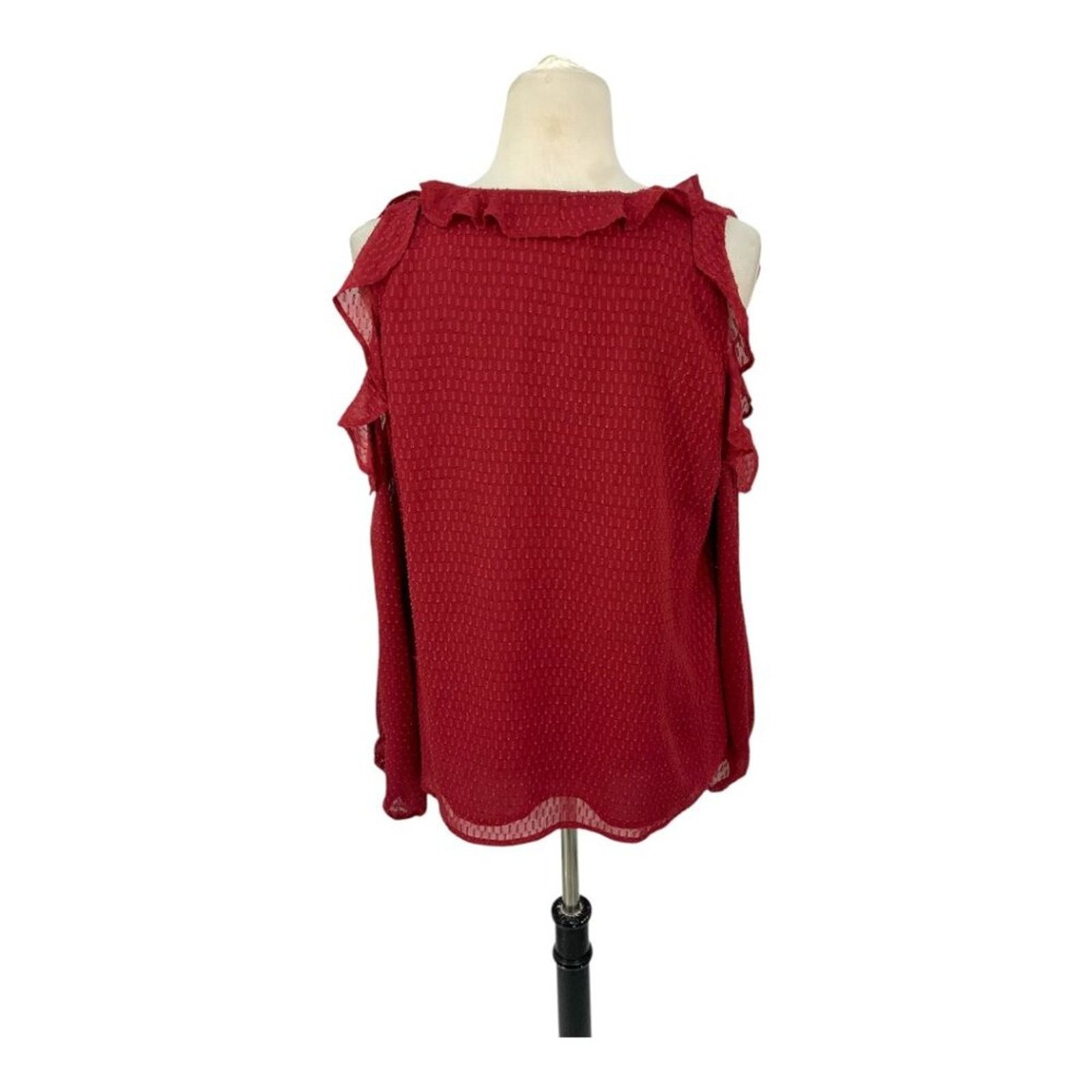 Other CeCe Ruffled Clip Dot Blouse Red Size Large NWOT $89 MSRP Size L / US 10 / IT 46 - 8 Thumbnail