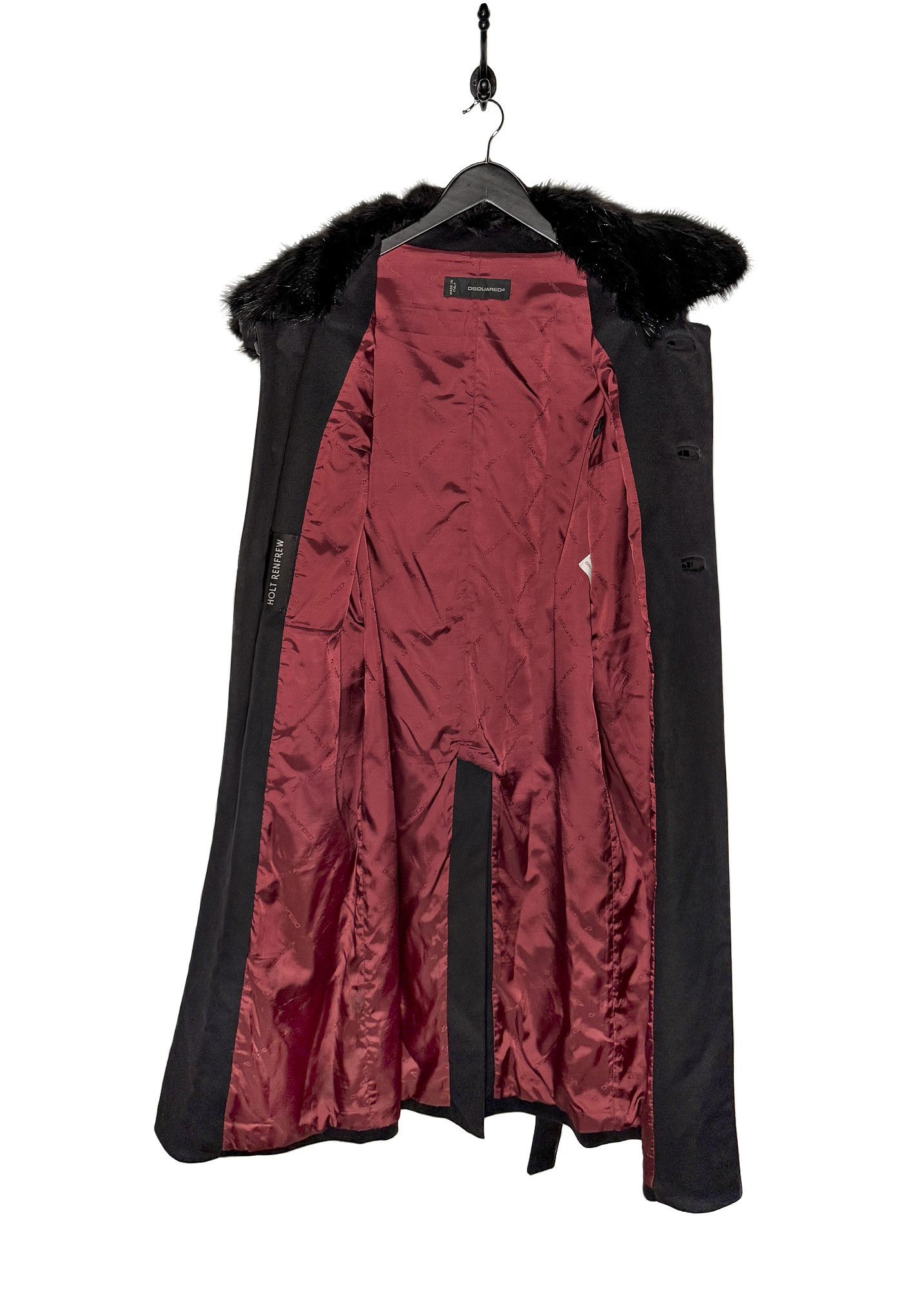 Dsquared2 Dsquared2 Black Wool Blend Beaver Fur Collar Belted Coat Size M / US 6-8 / IT 42-44 - 7 Thumbnail