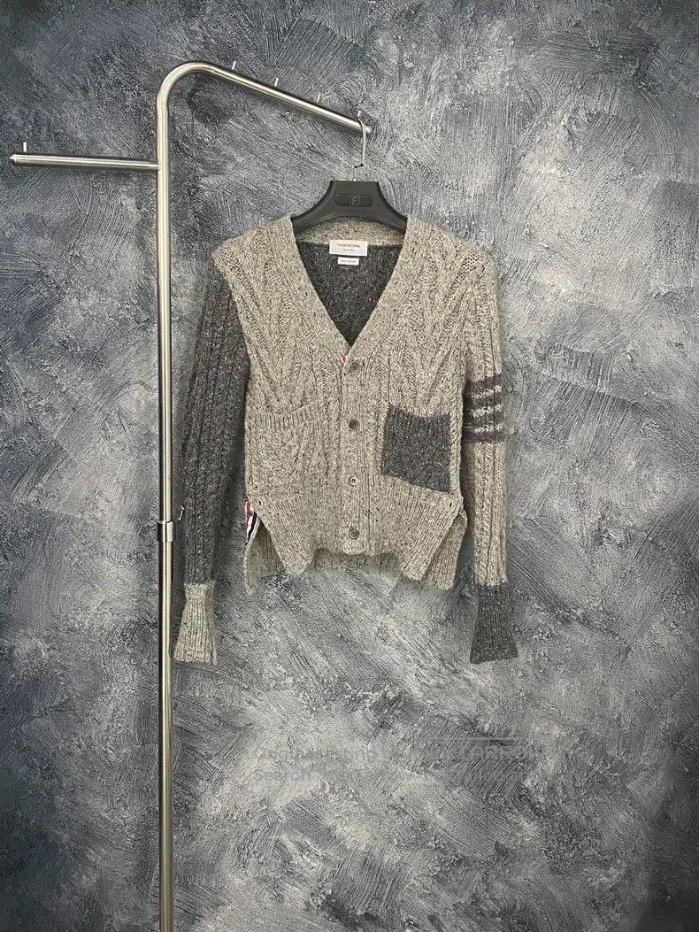 Thom Browne Thom Browne Grey Colorblock Wool Cardigan Sweater Size US XS / EU 42 / 0 - 1 Thumbnail