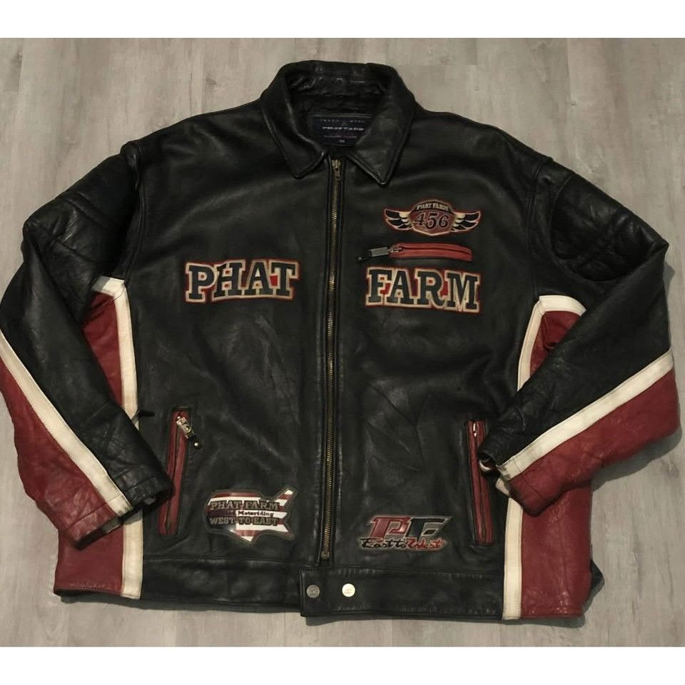 VTG Motorcycle Leather Riding Jacket 5XL Men PHAT FARM 456