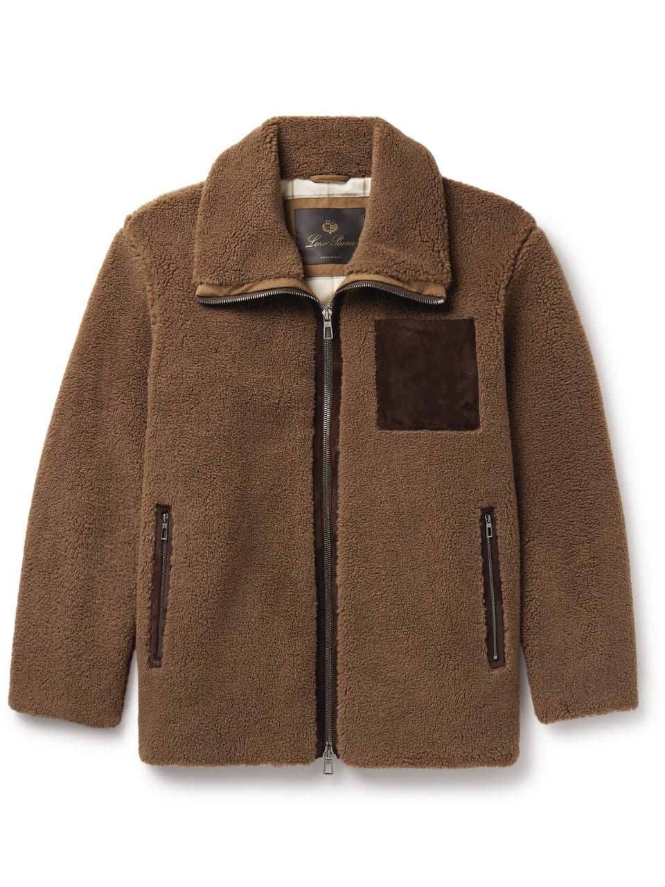 Loro Piana o1loc1c0125 Tavan Suede Silk Blend Fleece Jacket in Brown Size US S / EU 44-46 / 1 - 1 Thumbnail
