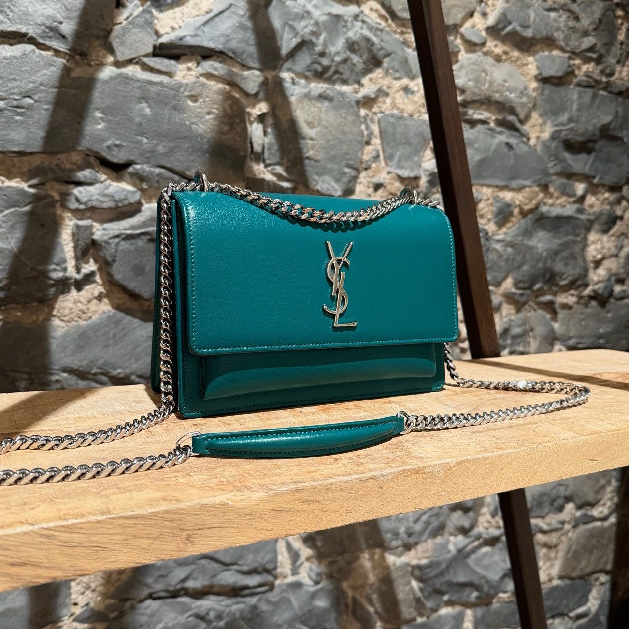 Yves Saint Laurent Saint Laurent Green Smooth Leather Medium Sunset Bag Size ONE SIZE - 2 Thumbnail