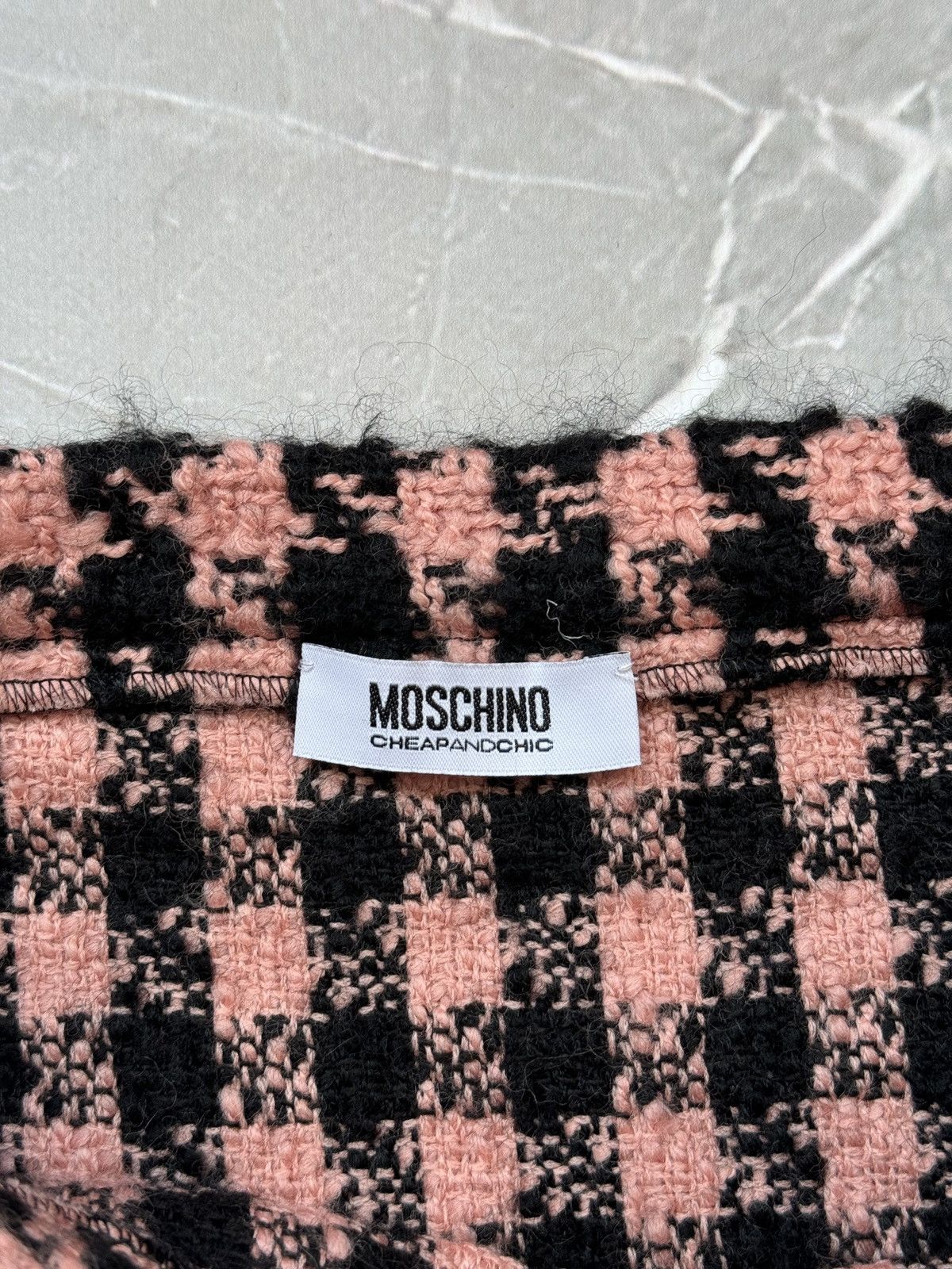 Moschino Moschino Cheap and Chic Houndstooth High Waist Wool Skirt Size 28" / US 6 / IT 42 - 10 Thumbnail