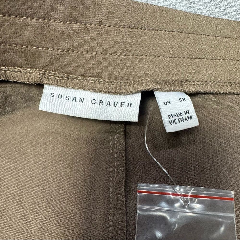 Other New Susan Graver Liquid Knit Regular Slim Leg Ankle Tan Pan Size 42" / US 20 - 6 Thumbnail