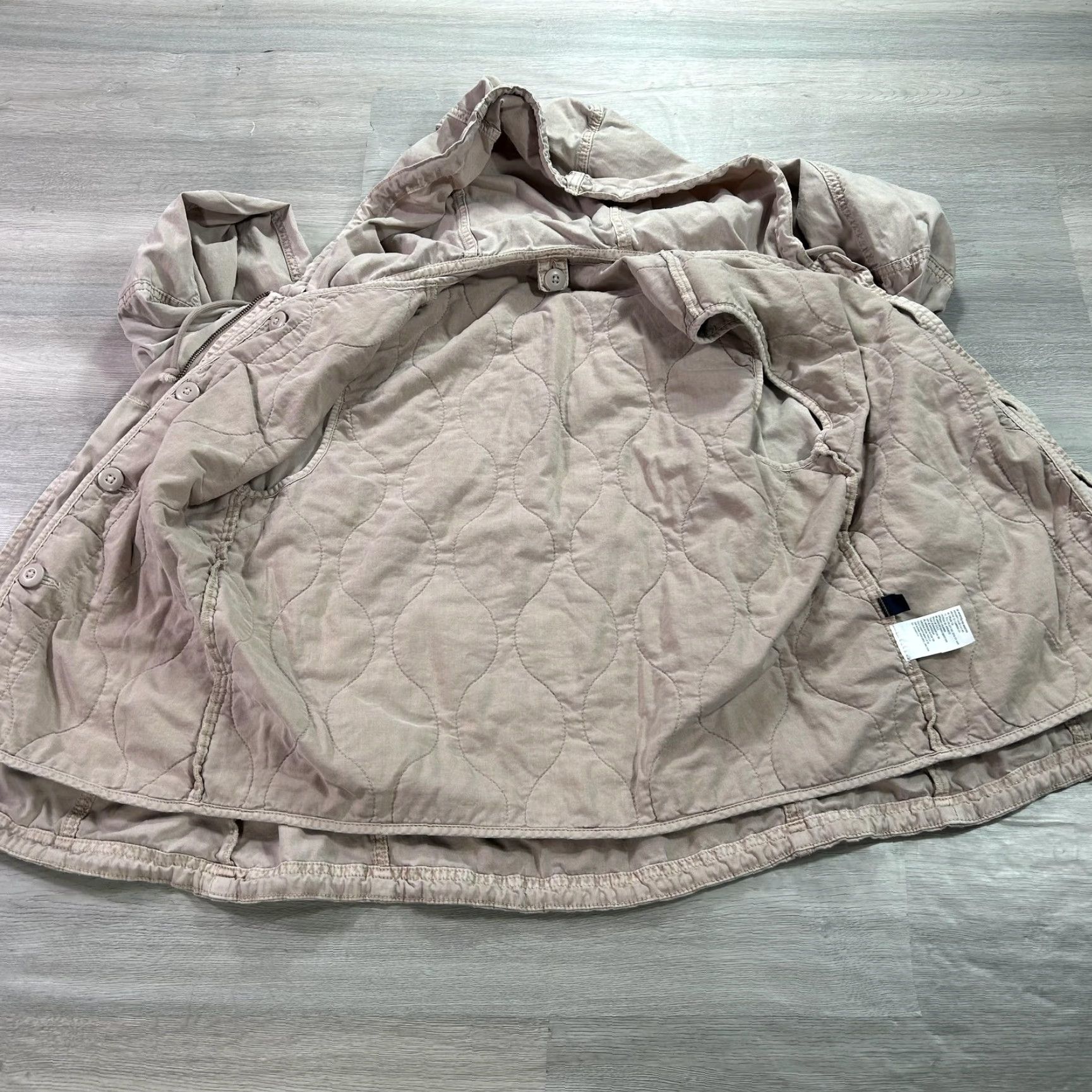 American Eagle Outfitters American Eagle AE-177 Jacket Womens Small Beige Hooded Field Utility Liner Size S / US 4 / IT 40 - 3 Thumbnail