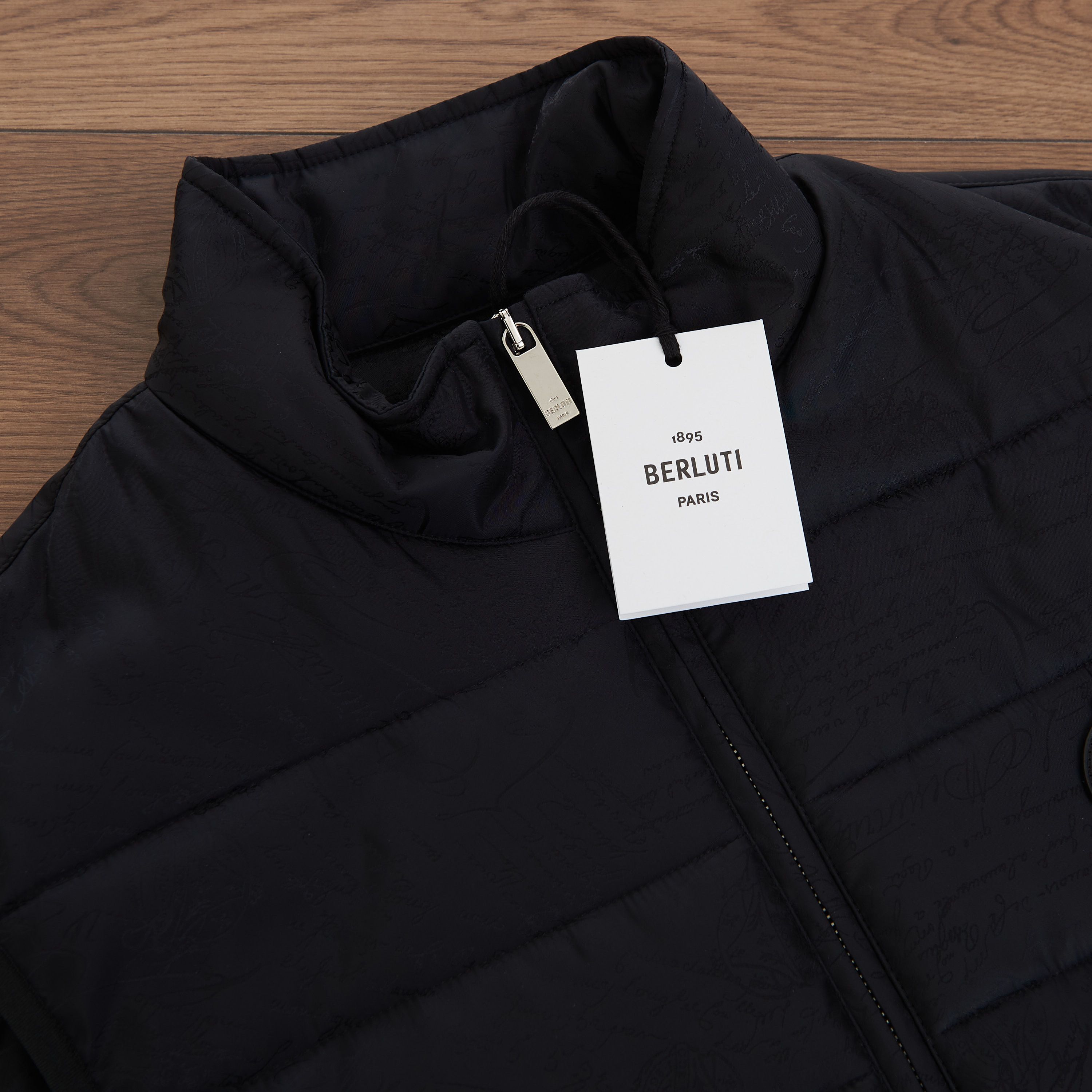 Berluti Gilet / Bodywarmer In Black Quilted Scritto Jacquard Nylon Size US M / EU 48-50 / 2 - 10 Thumbnail