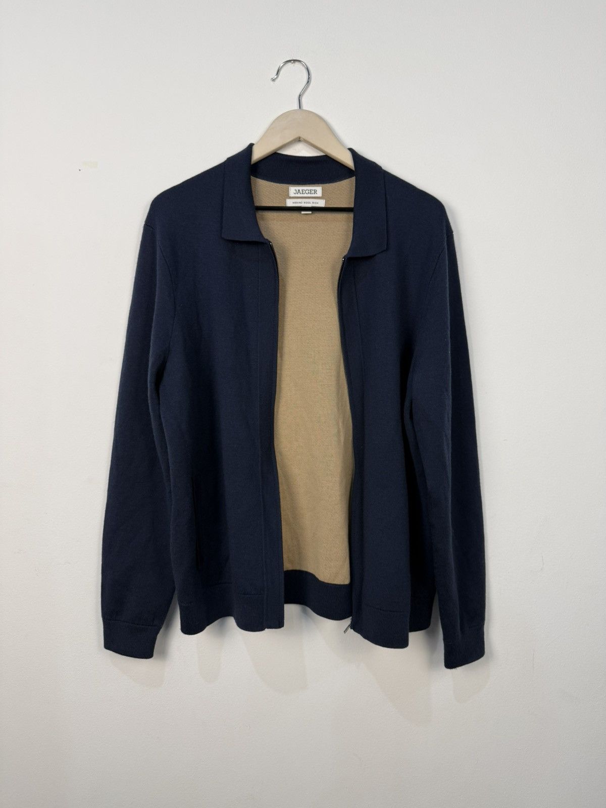 Jaeger Jaeger Blue Wool Zip Sweathirt Size US L / EU 52-54 / 3 - 5 Thumbnail