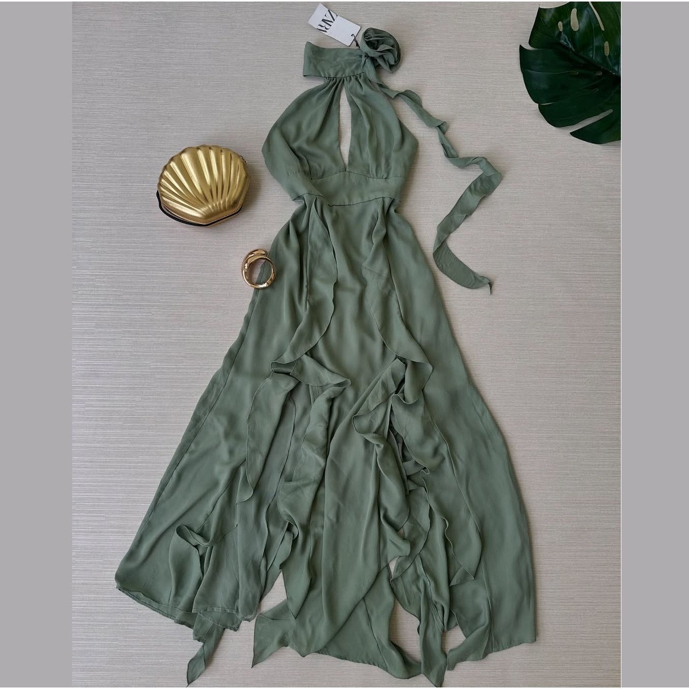 Zara ZARA Green Halter Midi Dress NWT Size M / US 6-8 / IT 42-44 - 22 Thumbnail