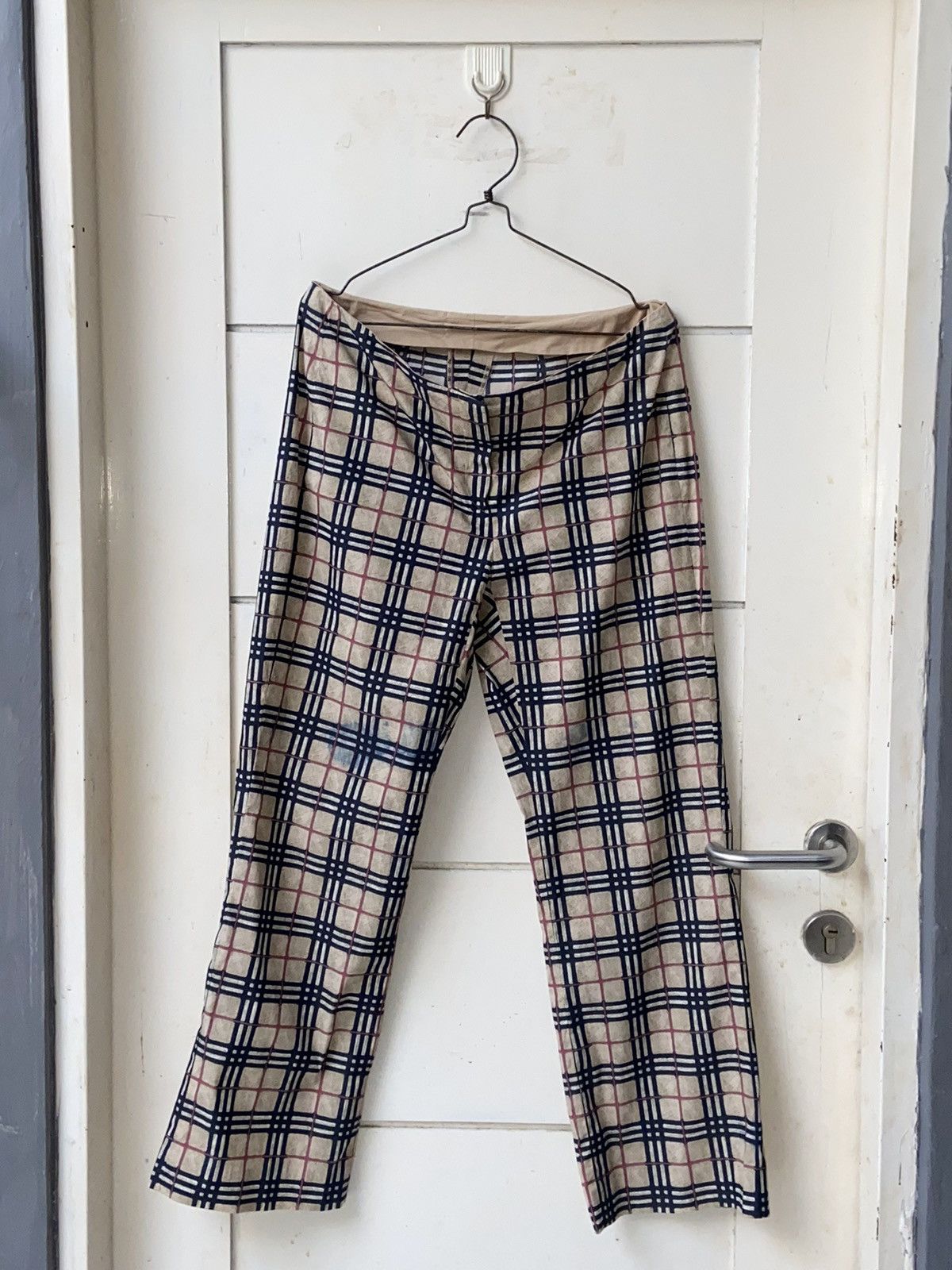image of Burberry Plaid Pants in Cream, Men's (Size 31)