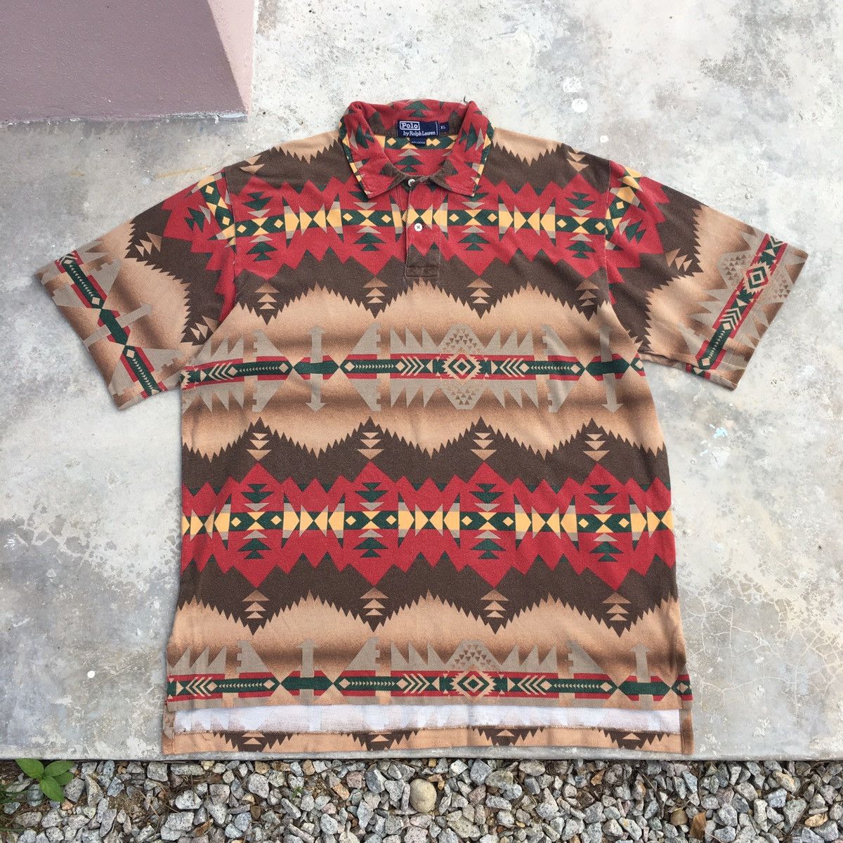 Polo Ralph Lauren Vintage Polo By Ralph Lauren Navajo Polo Tee Size US XL / EU 56 / 4 - 1 Thumbnail