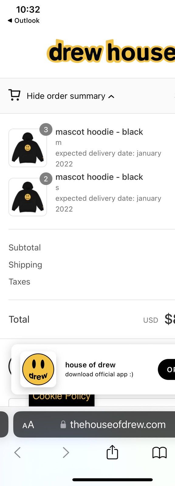 Drew House Drew House Mascot Hoodie Black Small Size US S / EU 44-46 / 1 - 8 Thumbnail