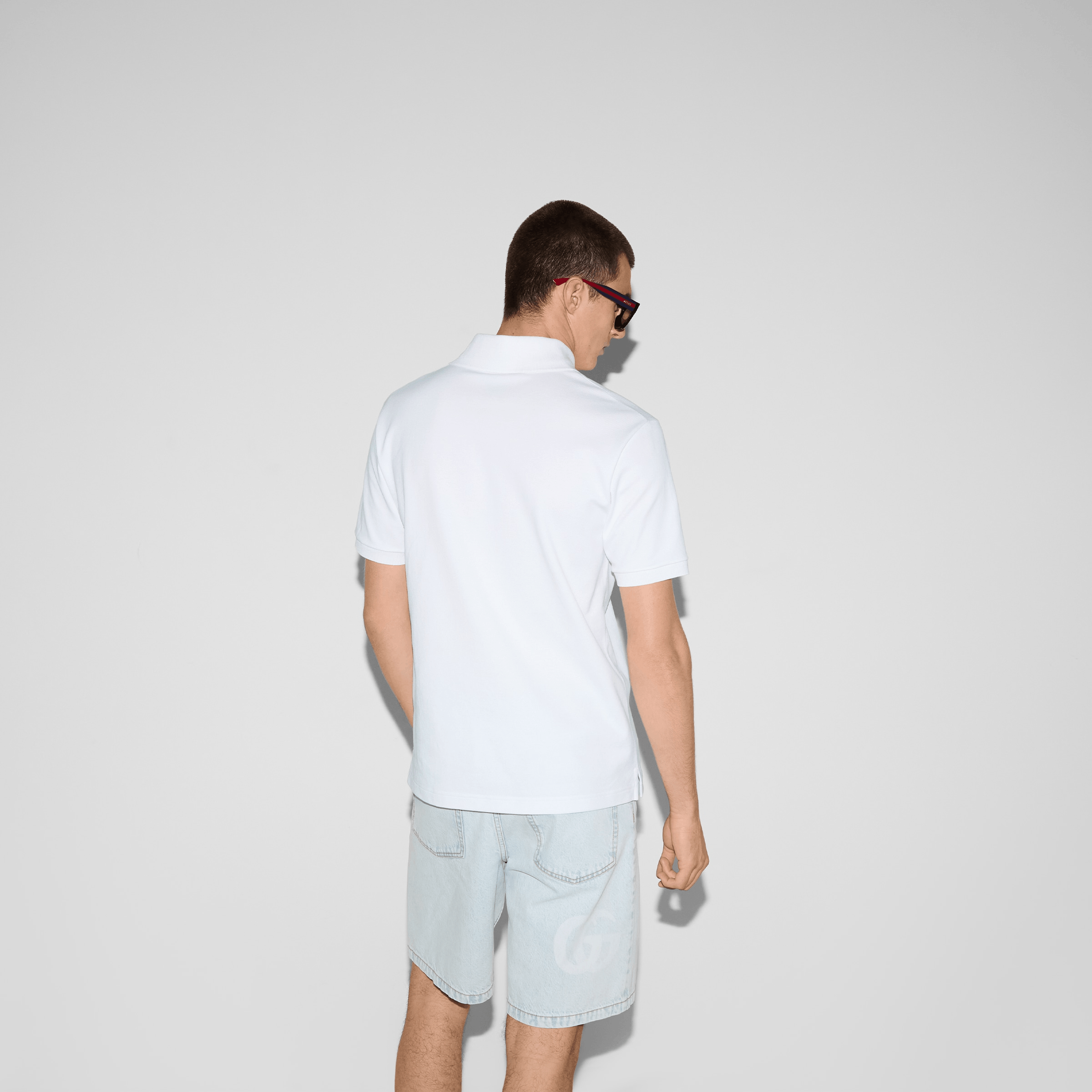Designer Men’s White Classic Polo Shirt – Short Sleeve Collared Tee Size US L / EU 52-54 / 3 - 2 Thumbnail