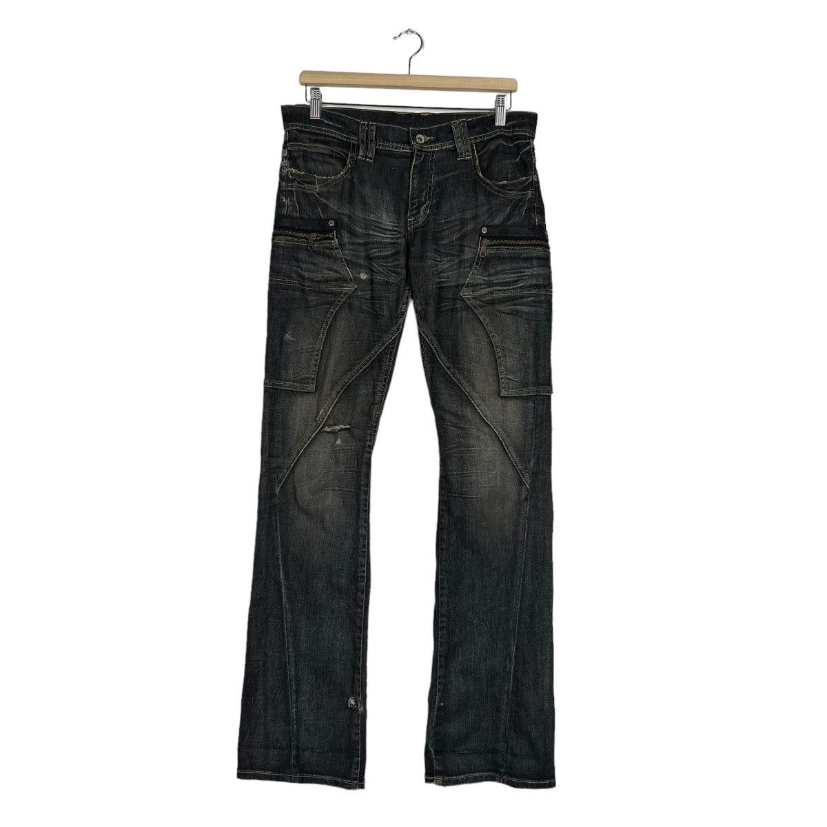 If Six Was Nine 🔥 MICHEL KLEIN ASYMMETRIC CARGO DENIM JEANS Size US 32 / EU 48 - 3 Thumbnail