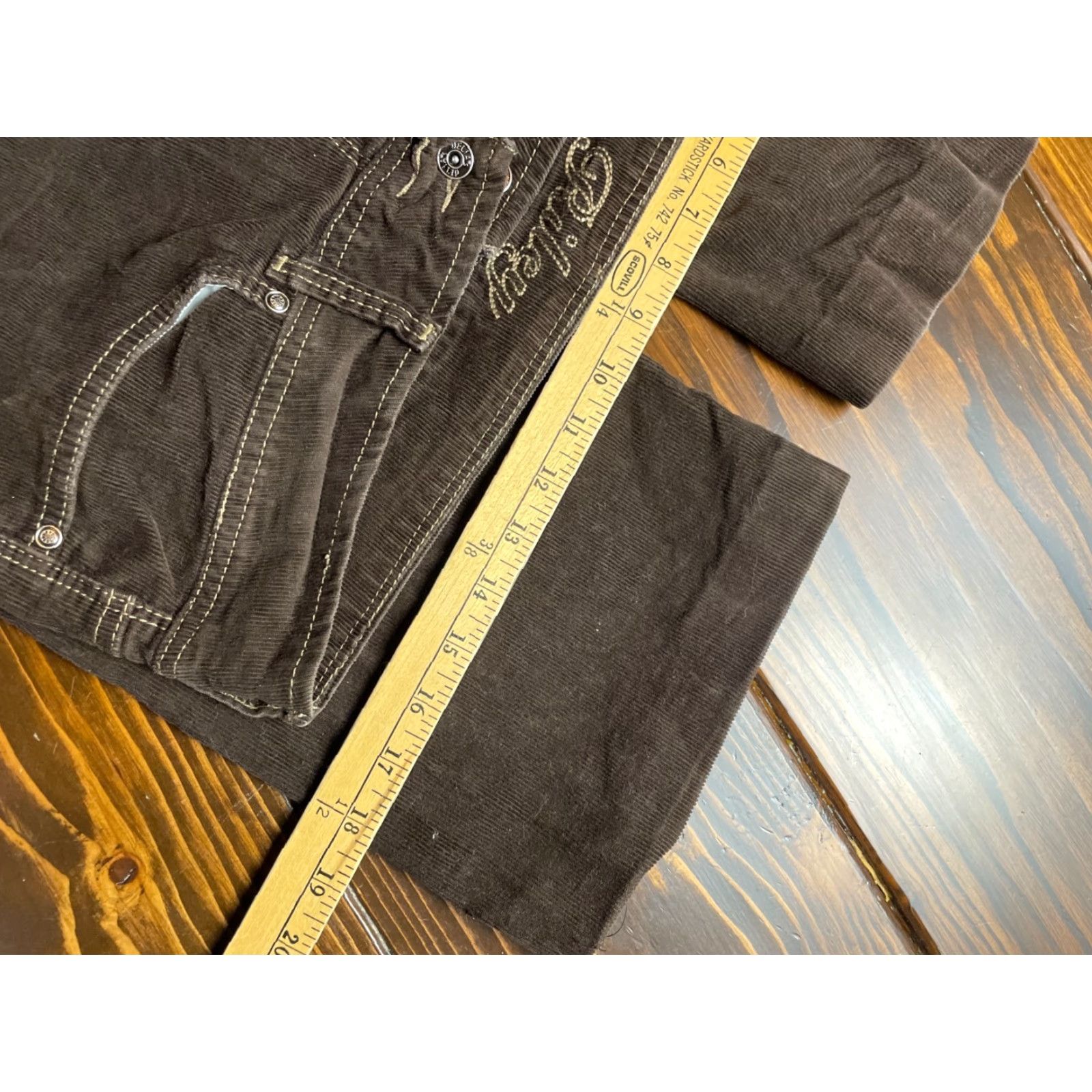 Vintage Riley by Delia's Corduroy Pants Women's 13/14 Long Brown Hemmed to 27.5in Jeans, Corduroy, 27.5in Inseam, Regular Rise, Brown, 13/14, Womens Size 34" / US 12 / IT 48 - 6 Thumbnail