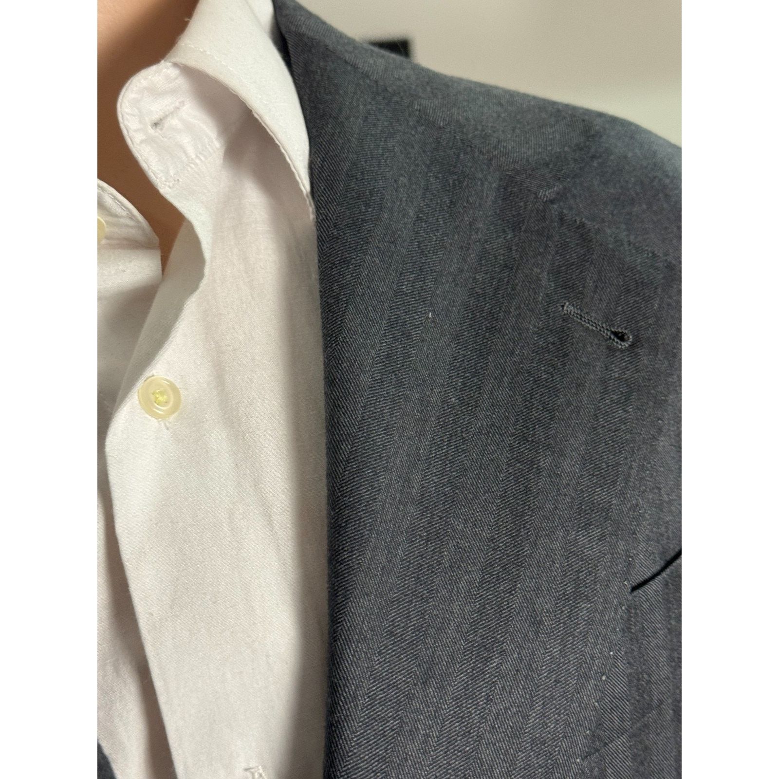 Brunello Cucinelli Brunello Cucinelli Charcoal Herringbone Suit 50EU 40R 34x28 Size 40R - 13 Thumbnail