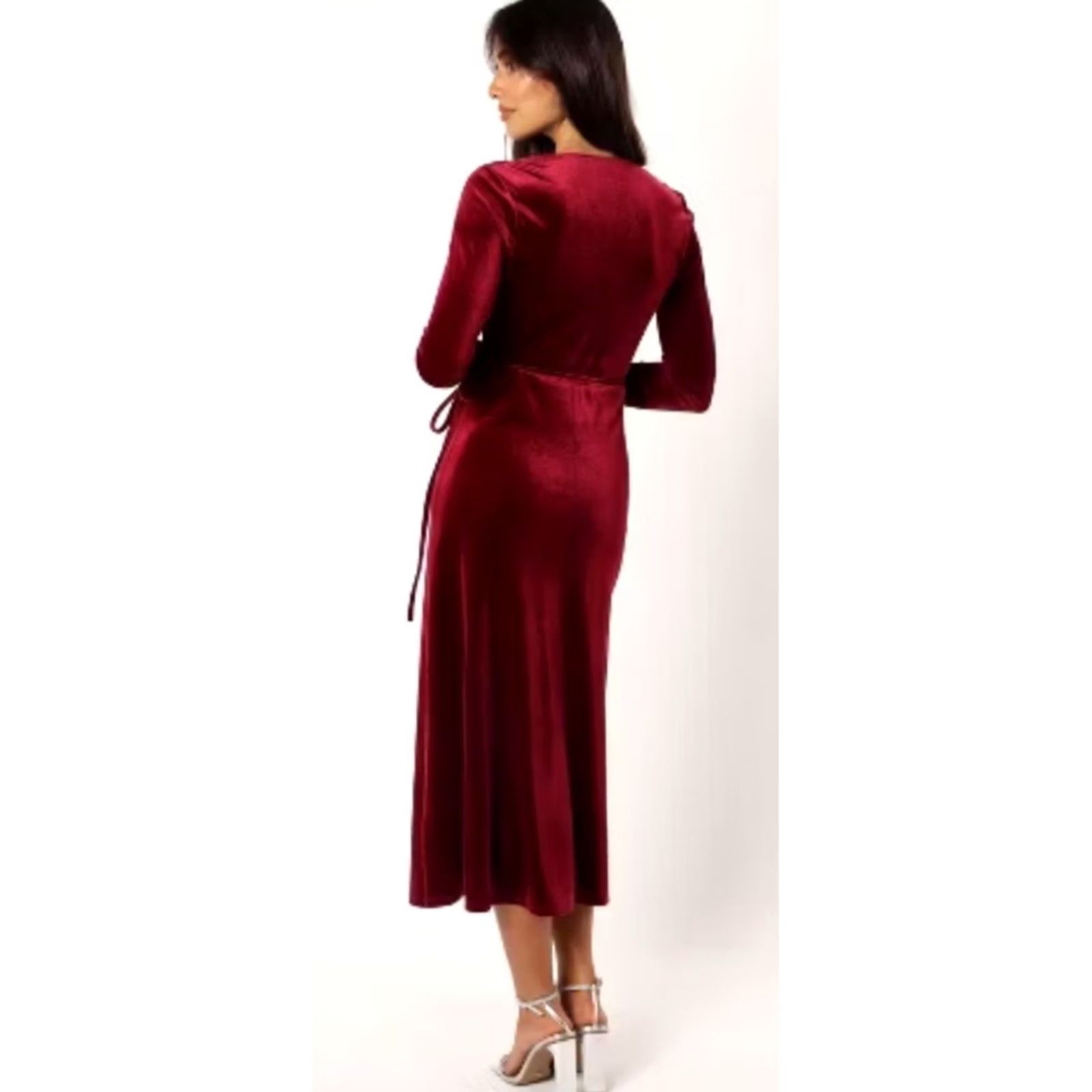 Velvet Petal and Pup Darby Dress Midi Velvet Wrap Dress Long Sleeve Burgundy XS NWT Womens Size XS / US 0-2 / IT 36-38 - 3 Thumbnail