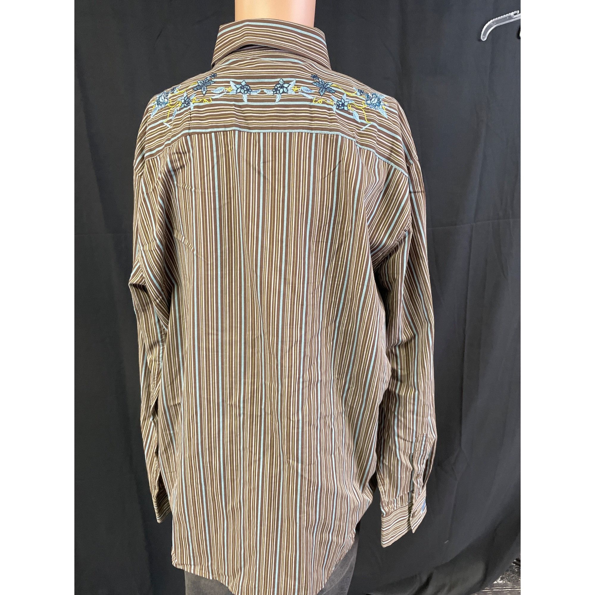 Other Coastal Men's Floral/Striped Brown Button up/long Sleeve Shi Size US XL / EU 56 / 4 - 3 Thumbnail
