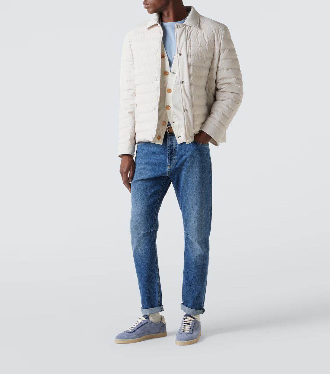 Brunello Cucinelli o1w1db10326 Down Jacket in White Size US L / EU 52-54 / 3 - 2 Thumbnail