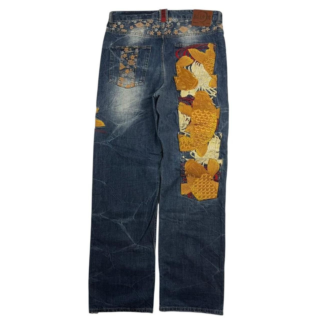 Karakuri Tamashii Karakuri Tamashii Embroidered Koi Japanese Jeans Waist 38 Size US 38 / EU 54 - 8 Thumbnail