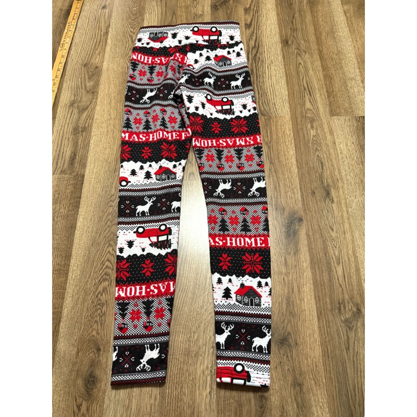 Vintage No Boundaries Leggings, Women’s Small, Black Red White Holiday Winter Lined Ankled Size 28" / US 6 / IT 42 - 2 Thumbnail