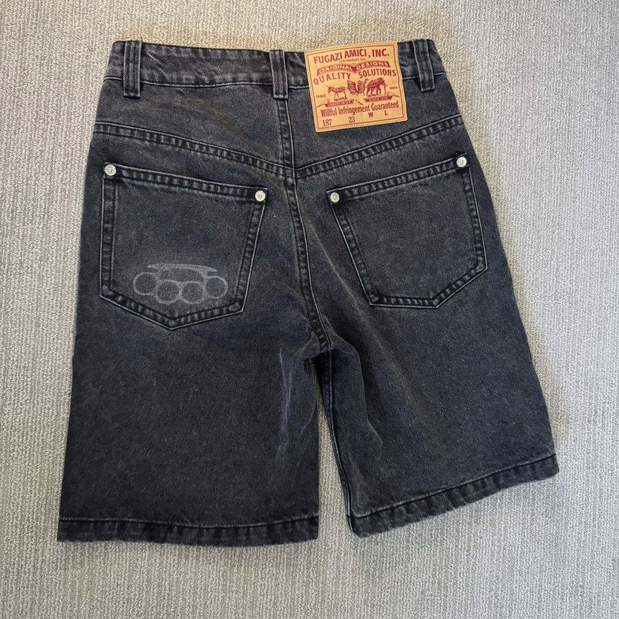 Fugazi FUGAZI Novelty denim shorts washed black brass knuckles Size US 30 / EU 46 - 1 Thumbnail