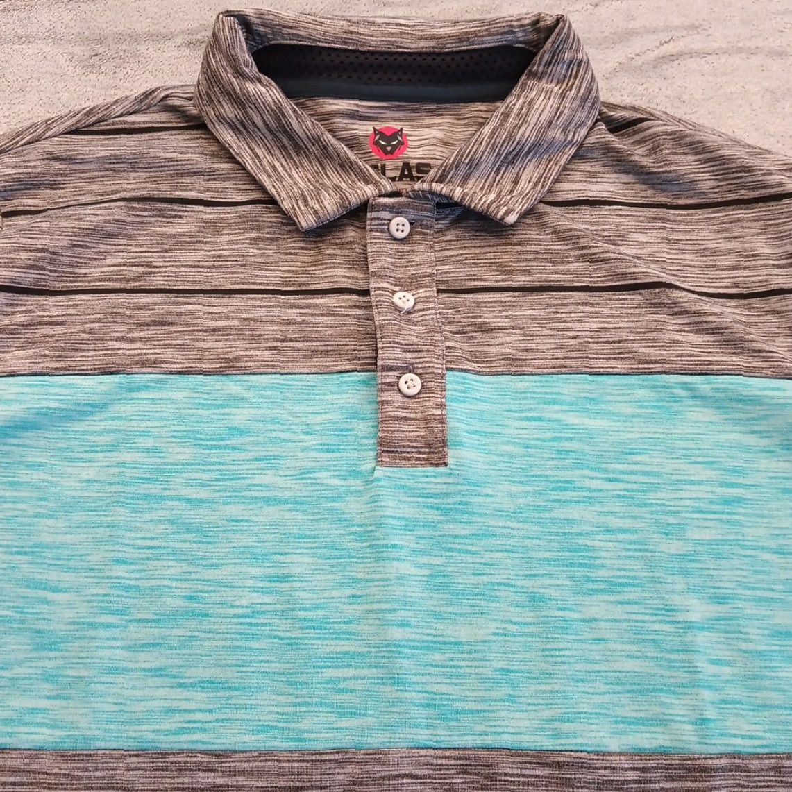 Vintage Atlas Polo Shirt Mens Large Gray Striped Short Sleeve Size US L / EU 52-54 / 3 - 2 Thumbnail