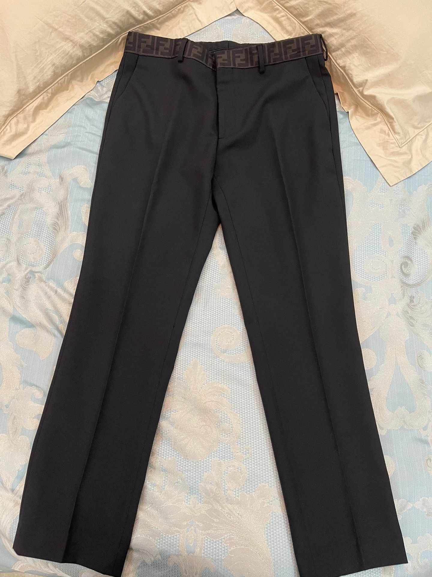 Fendi Fendi Wool Suit 50 Black FF Monogram Classic Size 50R - 6 Thumbnail