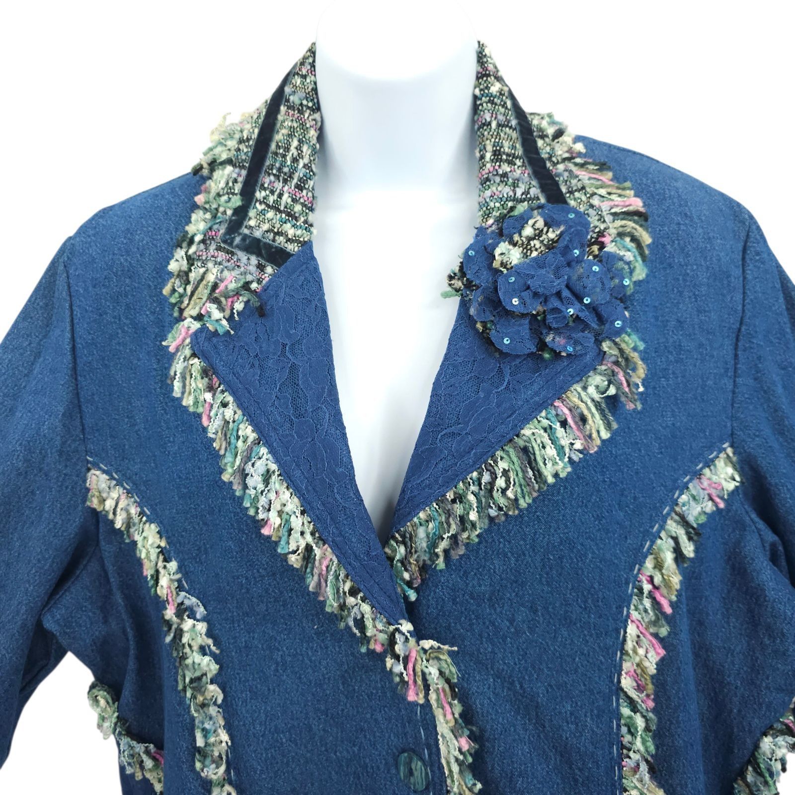 Other Yak Magik Jacket XL Denim Funky Boho Fringe Art to Wear Size XL / US 12-14 / IT 48-50 - 11 Thumbnail