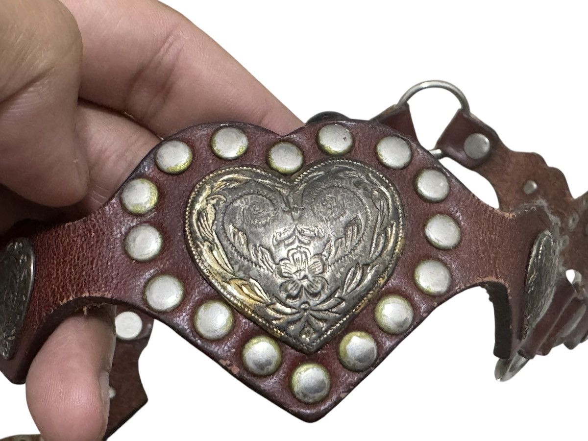 Native × Vintage GROMMET WAIST CHAIN HEART SHAPE BELT LEATHER Size 32 - 4 Thumbnail