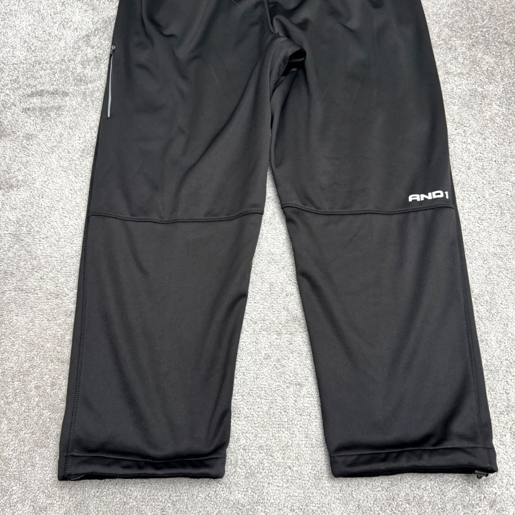 Vintage AND1 Tech Fleece Track Pants Mens 3XL Black with Pockets - Straight Leg, Fleece, Regular Fit, Polyester, Casual Activewear Size US 39 - 3 Thumbnail