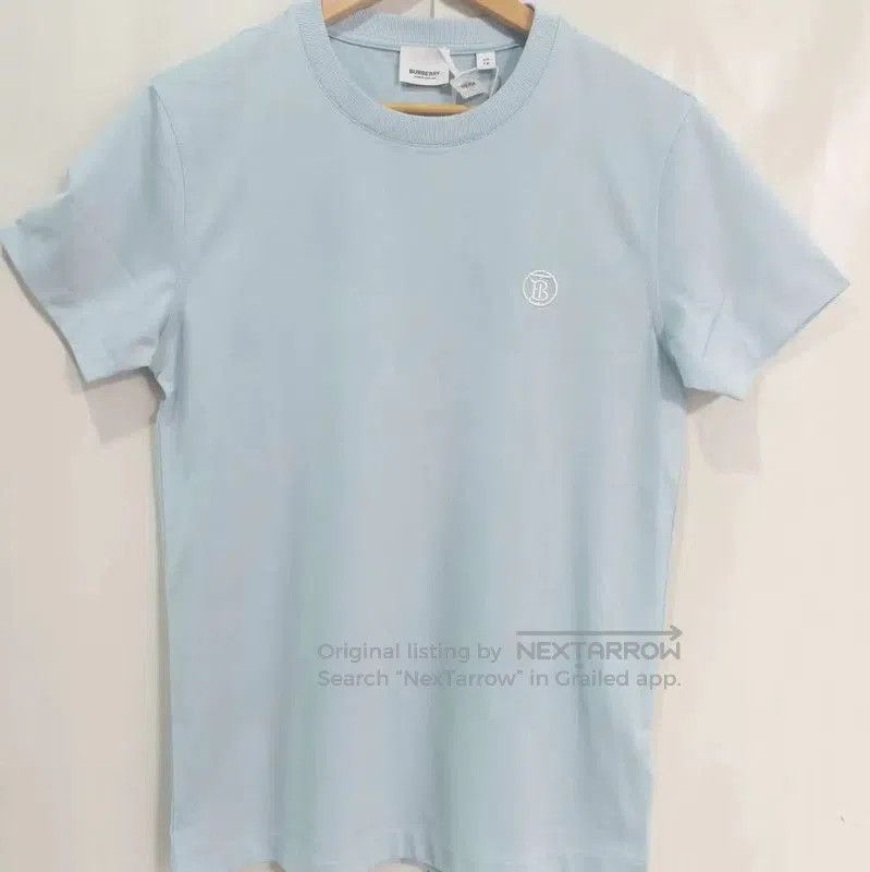 Burberry Burberry Summer Blue Cotton Embroidered T-shirt. Size XS / US 0-2 / IT 36-38 - 1 Thumbnail