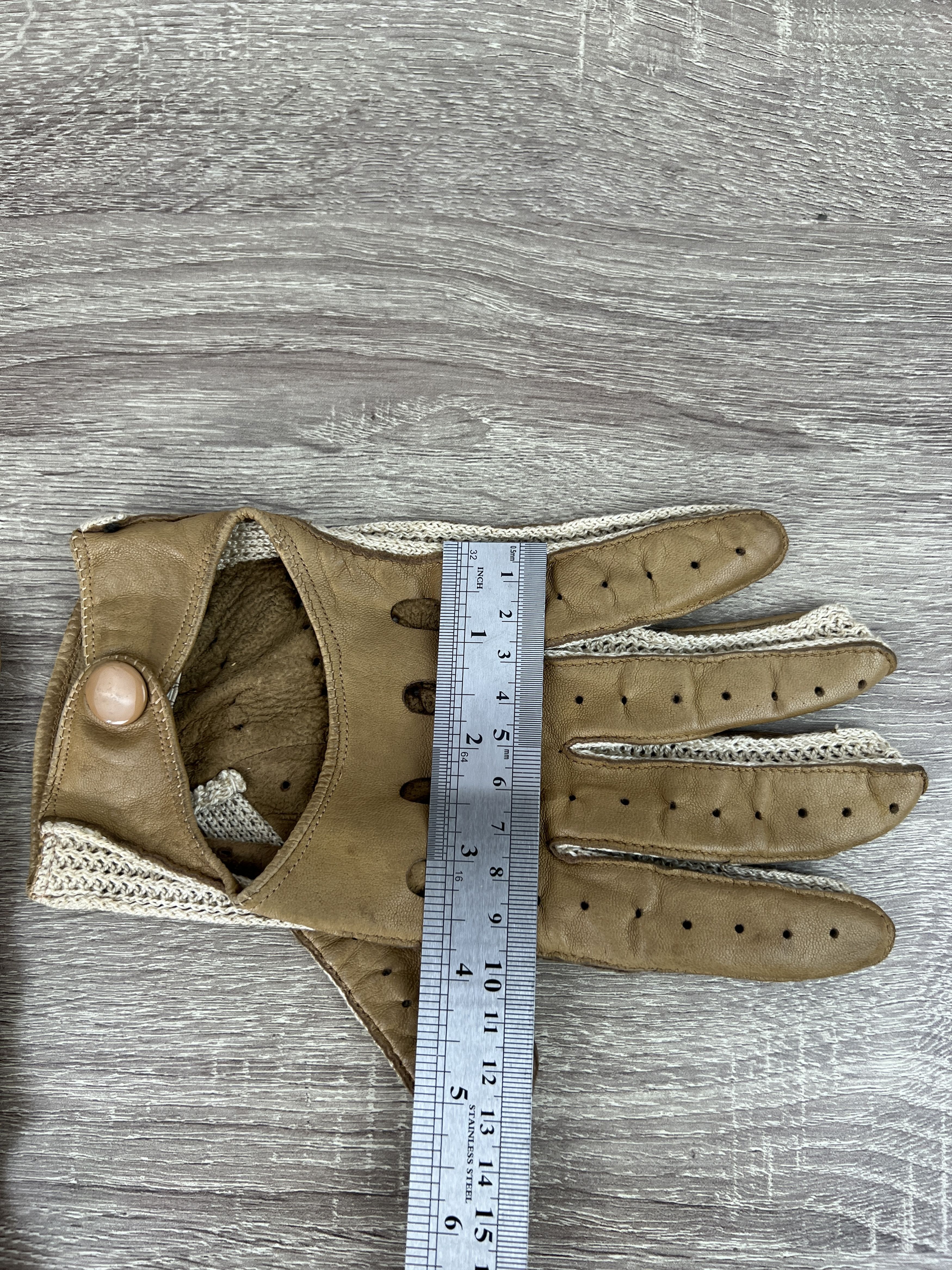 Vintage Vintage 70-80s Brown Leather Racing Gloves Knitted Leon Dore Size ONE SIZE - 16 Thumbnail