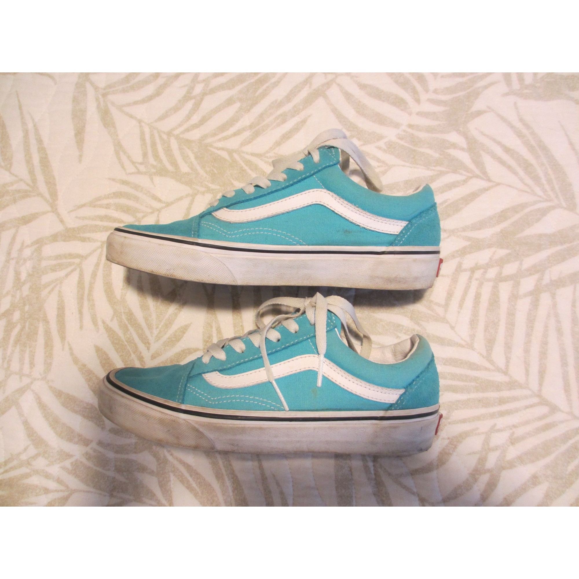 Vans Vans Old Skool Turquoise & White Lace-Up Sneakers Womens siz Size US 7 / IT 37 - 1 Thumbnail