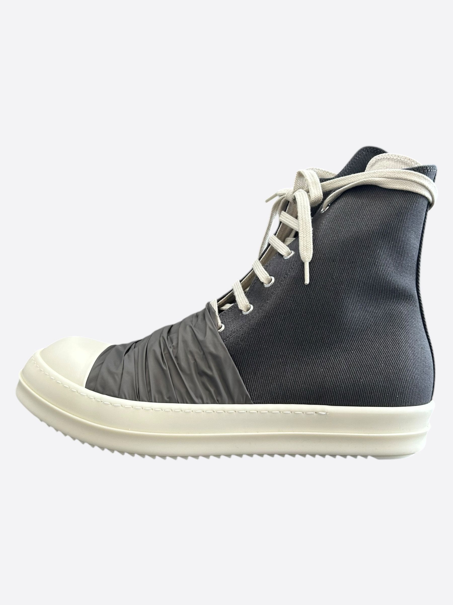 Rick Owens Rick Owens Dark Grey & White Hustler High Top Sneakers Size US 9.5 / EU 42-43 - 3 Thumbnail