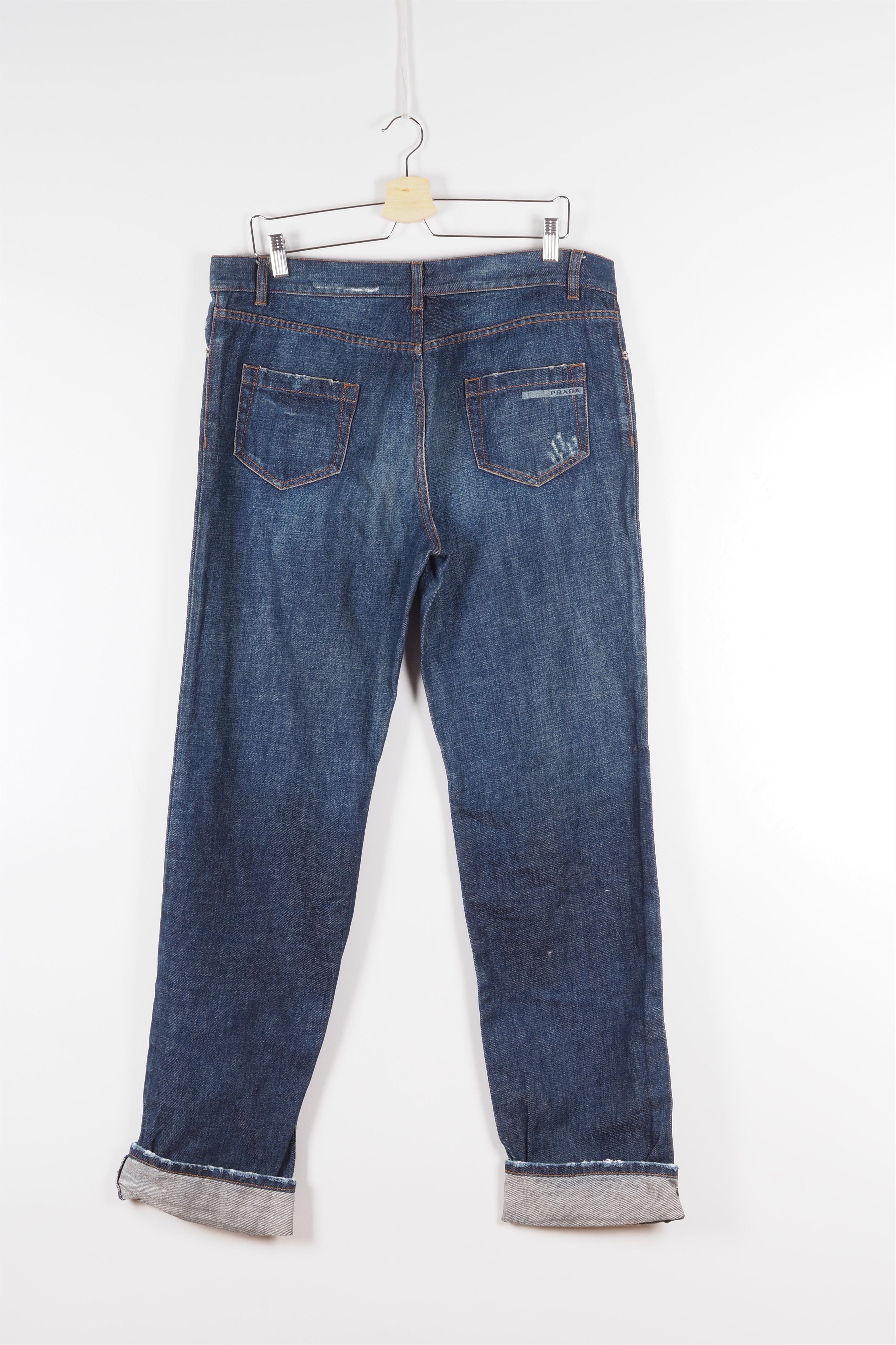 Prada PRADA Blue Loose Fit Distress Red Tab Logo Denim Blue Jeans Size US 30 / EU 46 - 5 Thumbnail