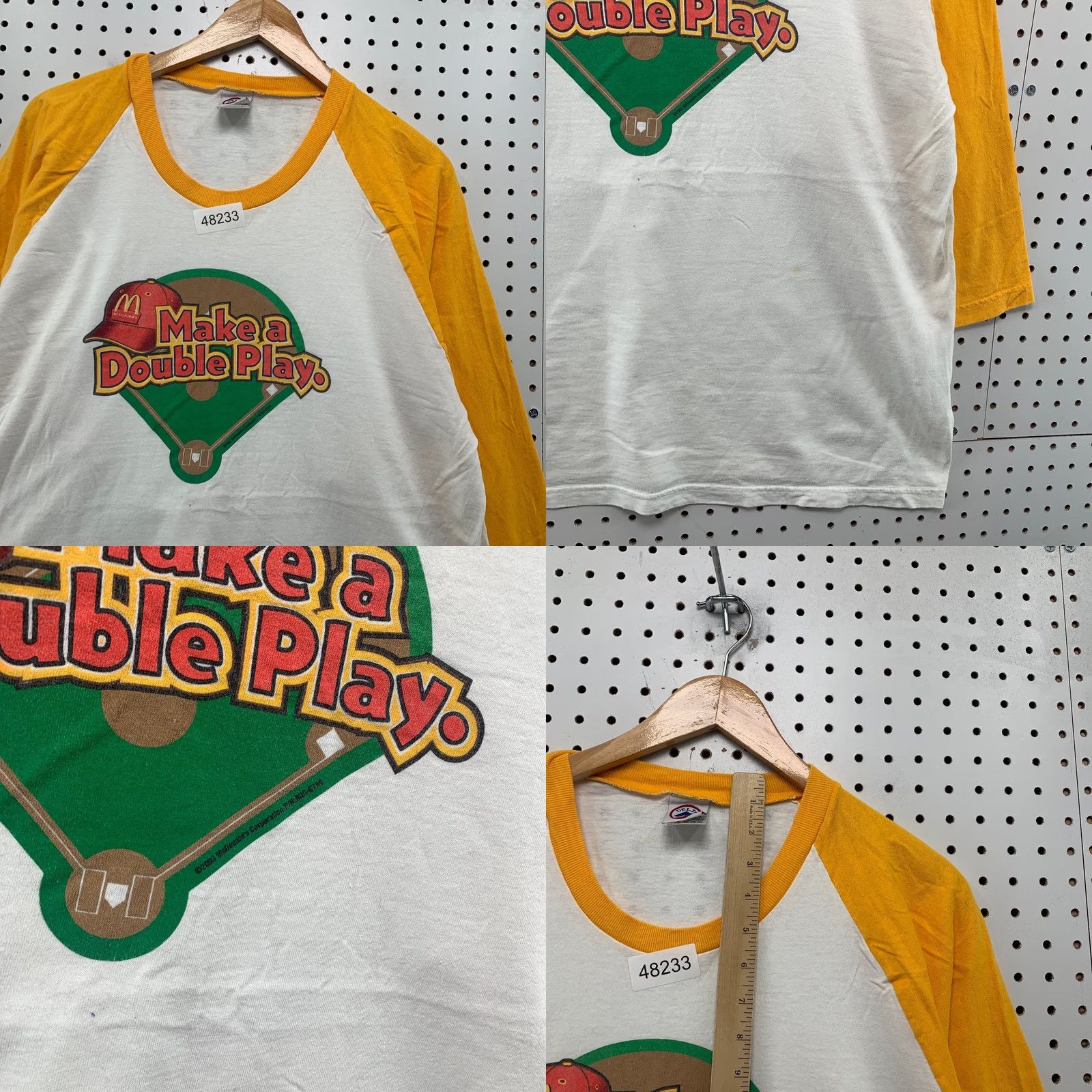 Delta Vintage Mcdonald Double Play Promo Shirt Mens XL White Yellow Raglan 2003 T-Shirt Size US XL / EU 56 / 4 - 8 Thumbnail