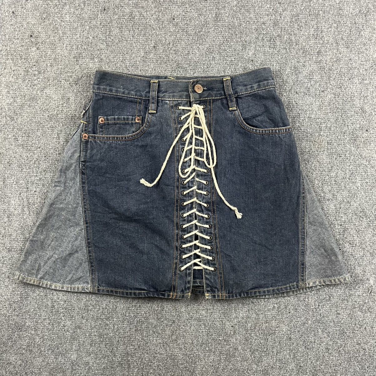 Hysteric Glamour × If Six Was Nine × Le Grande Bleu (L.G.B.) 1990s Hysteric Glamour - Multilace Skirt Denim Size 26" / US 2 / IT 38 - 2 Thumbnail