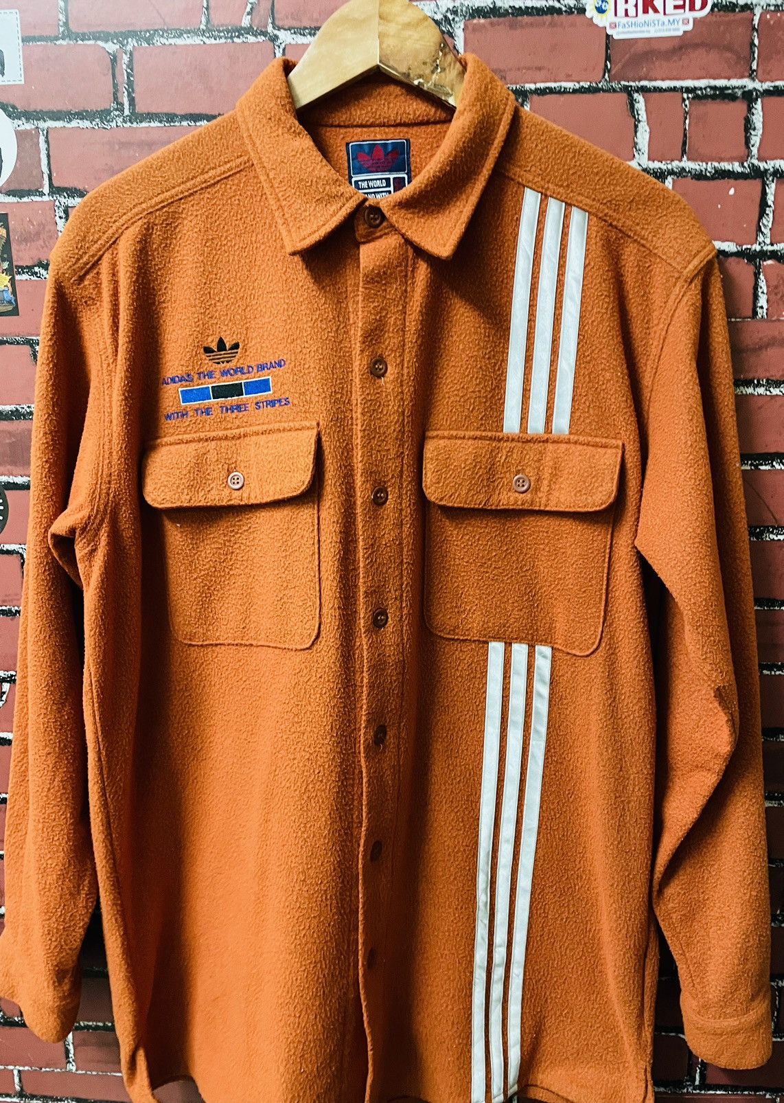Adidas × Vintage ADIDAS JACKET velvet SHIRT THREE STRIPES Size US L / EU 52-54 / 3 - 4 Thumbnail