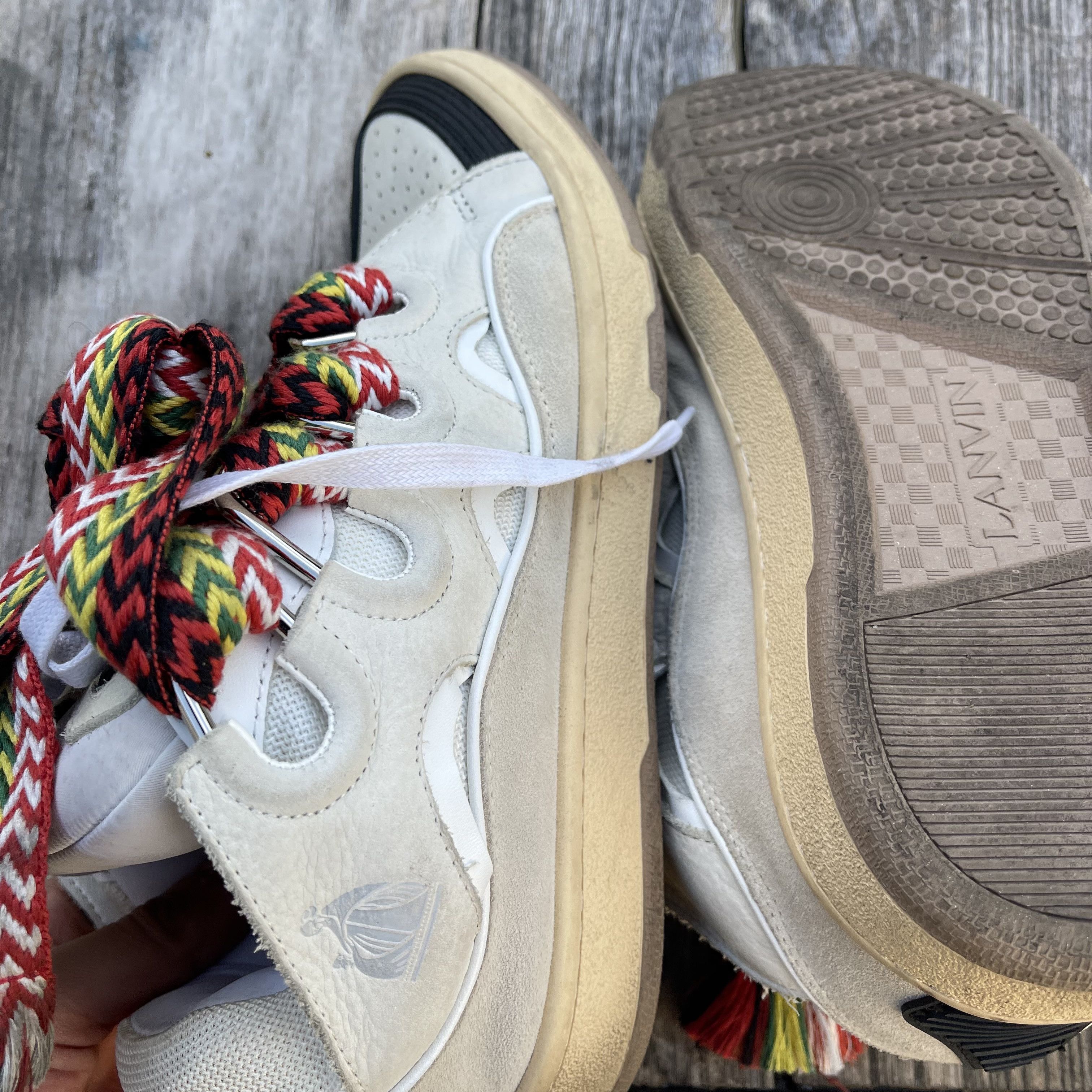 Lanvin Lanvin White Leather Curb Sneakers Size US 10 / EU 43 - 9 Thumbnail