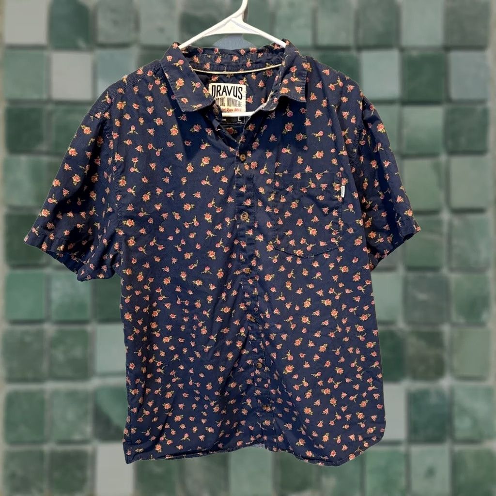 Vintage DRAVUS Shirt Button Up Button Down Floral Print Mens L Short Sleeve Casual Size US L / EU 52-54 / 3 - 1 Thumbnail