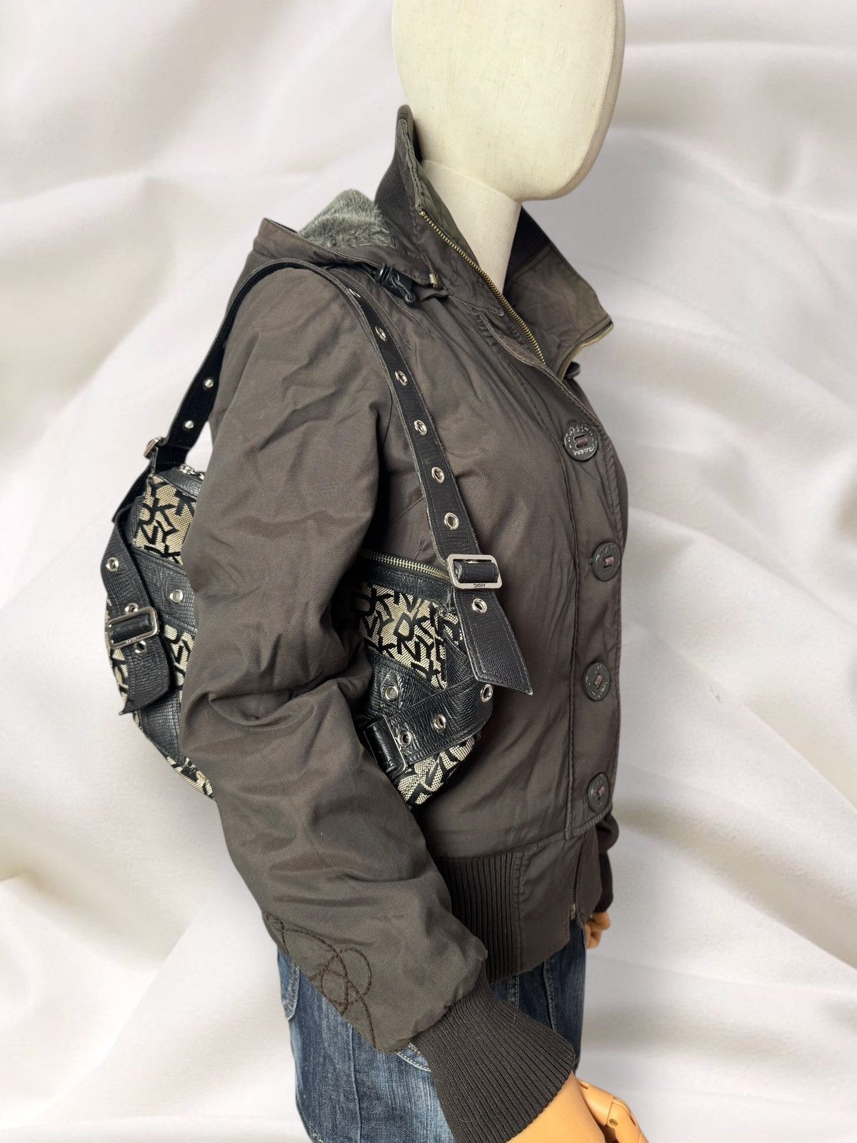If Six Was Nine Japan Style Vintage Faux Fur Lined Y2K Utility Bomber Jacket Size M / US 6-8 / IT 42-44 - 4 Thumbnail