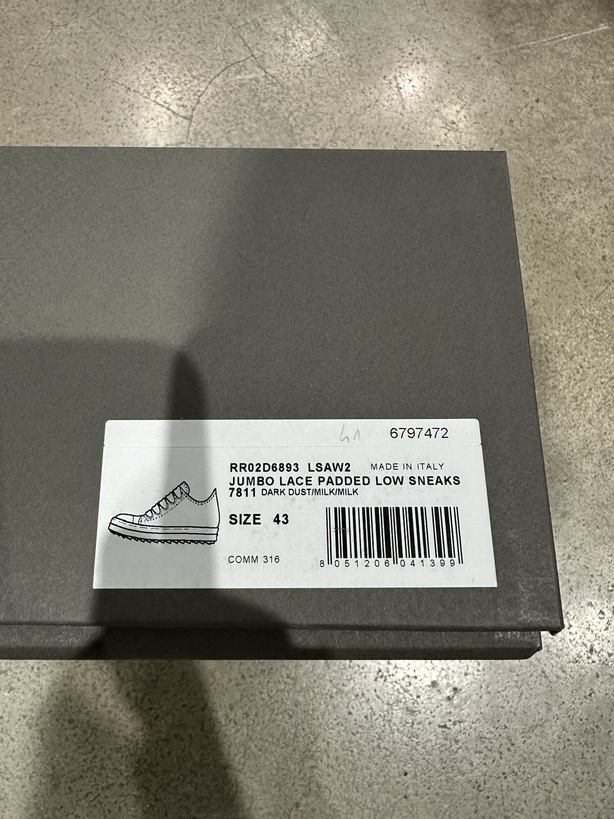 Rick Owens RICK OWENS - Jumbo Lace Padded Low Dark Dust Milk Size US 10 / EU 43 - 7 Thumbnail
