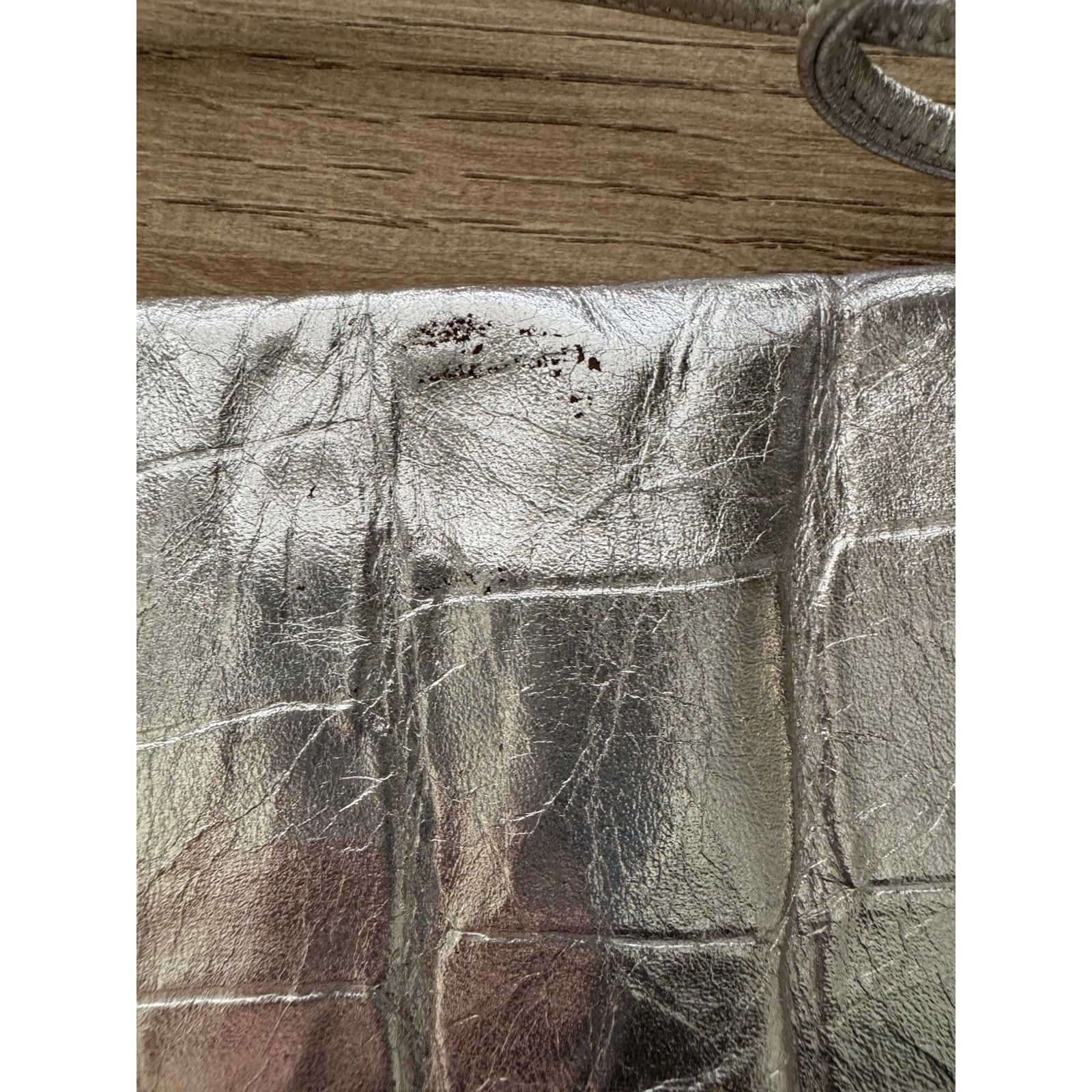 Vintage CARLOS FALCHI Silver Alligator Crocodile Extra Large Clutch Size ONE SIZE - 8 Thumbnail