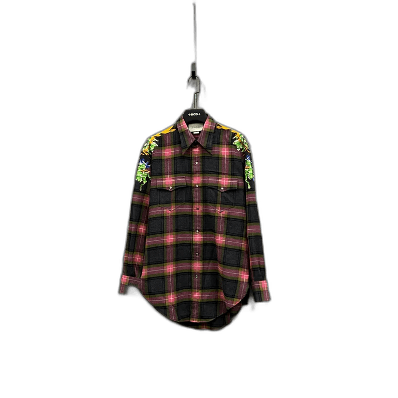 Gucci Gucci Plaid Floral Embroidery Shirt 46 Size-2506 Size US M / EU 48-50 / 2 - 1 Thumbnail