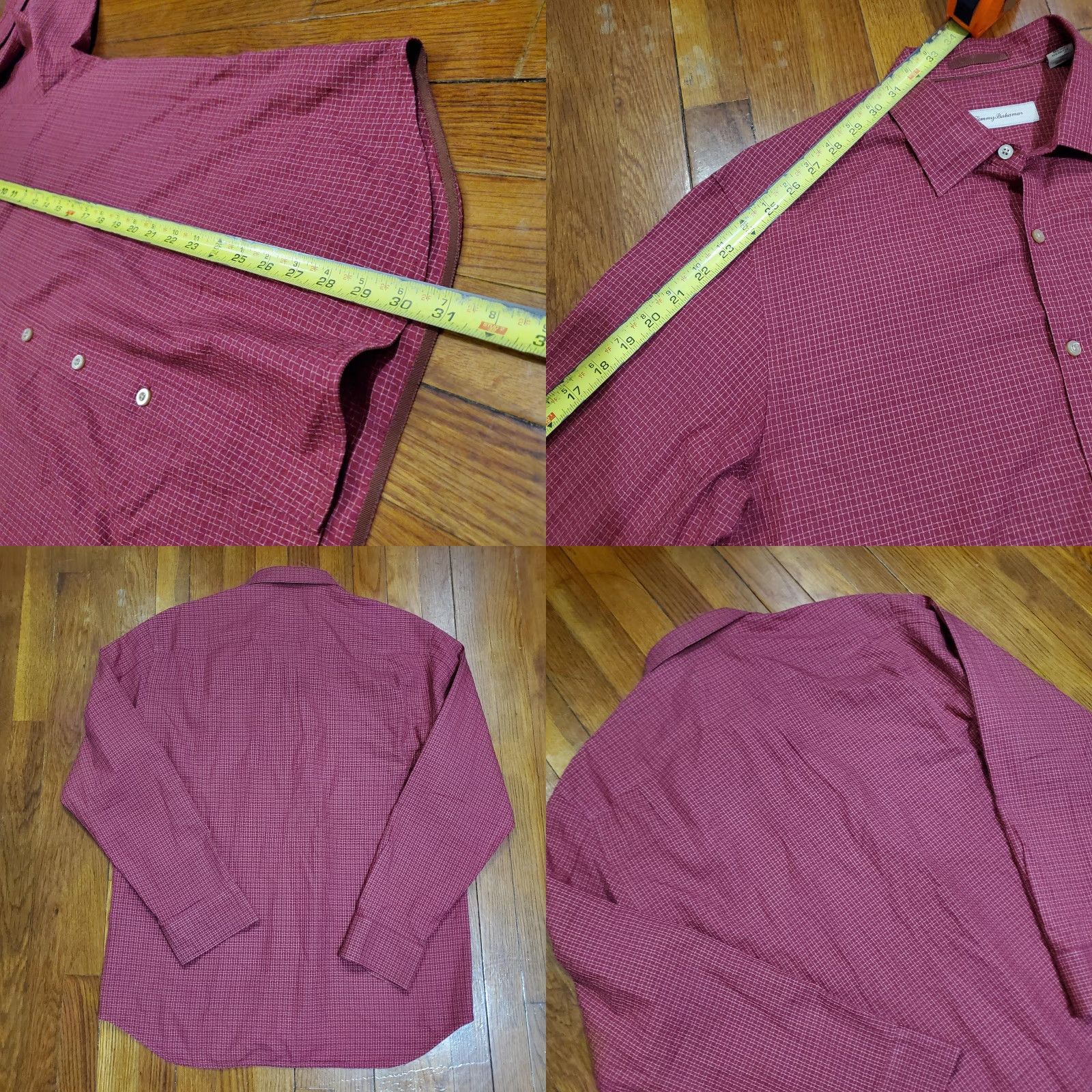 Tommy Bahama Tommy Bahama Shirt Mens Large Red Silk Cotton Check Long Sleeve Button Front Size US L / EU 52-54 / 3 - 8 Thumbnail